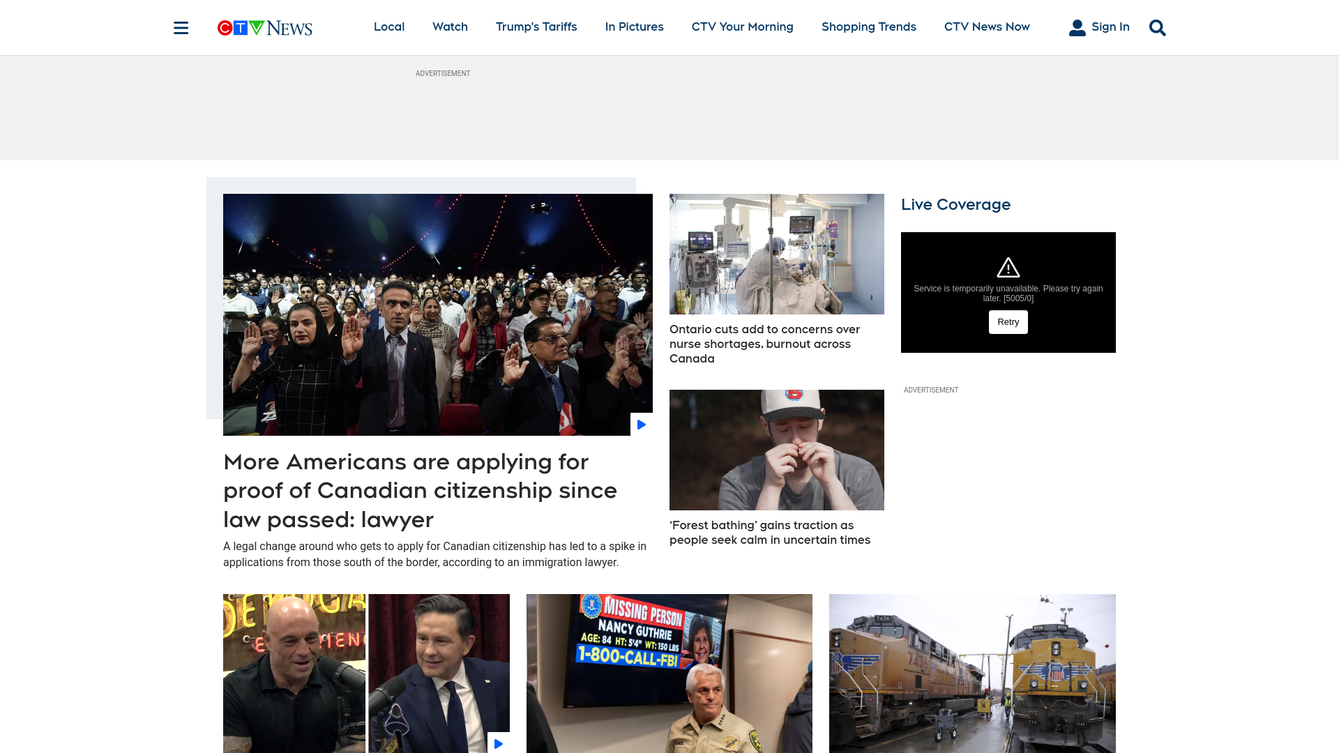website screenshot of https://www.ctvnews.ca