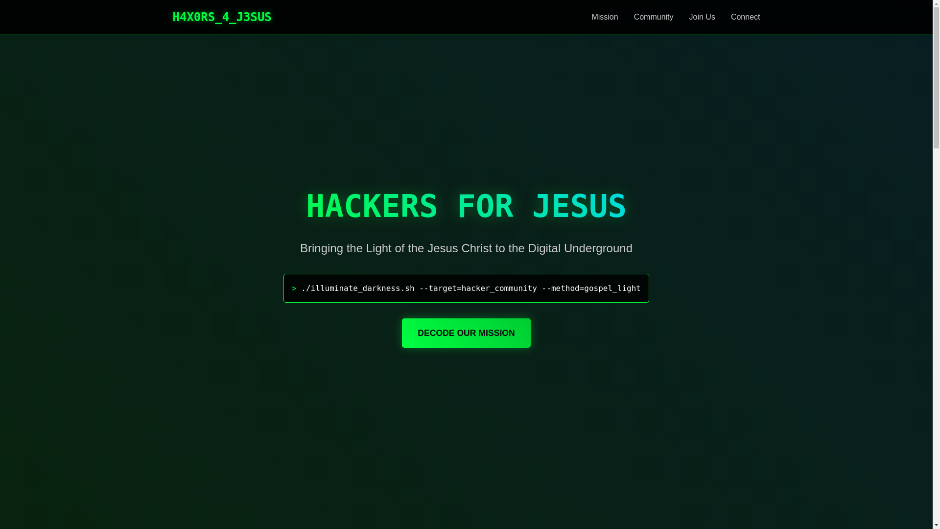 website screenshot of https://hackersforjesus.pages.dev/