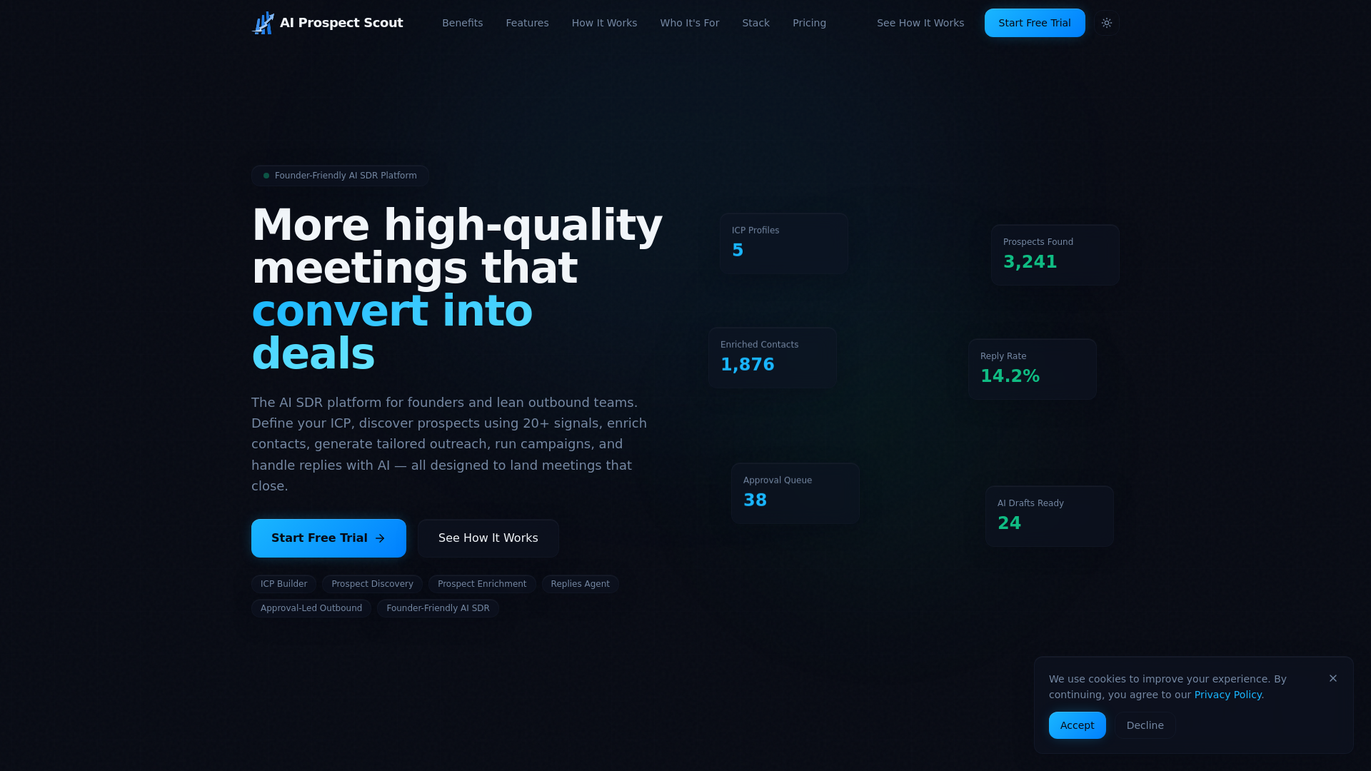 website screenshot of https://aiprospectscout.com/