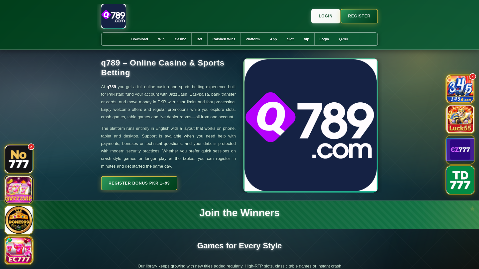 website screenshot of https://q789salam.com/