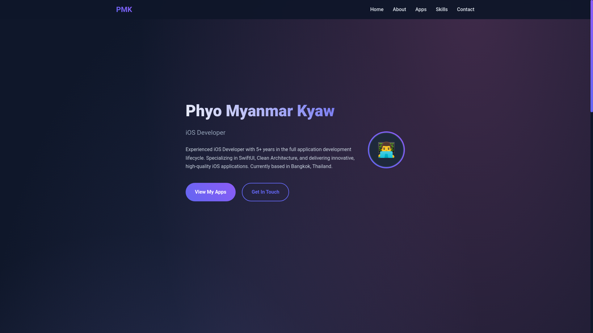 website screenshot of https://phyomyanmarkyaw.com/