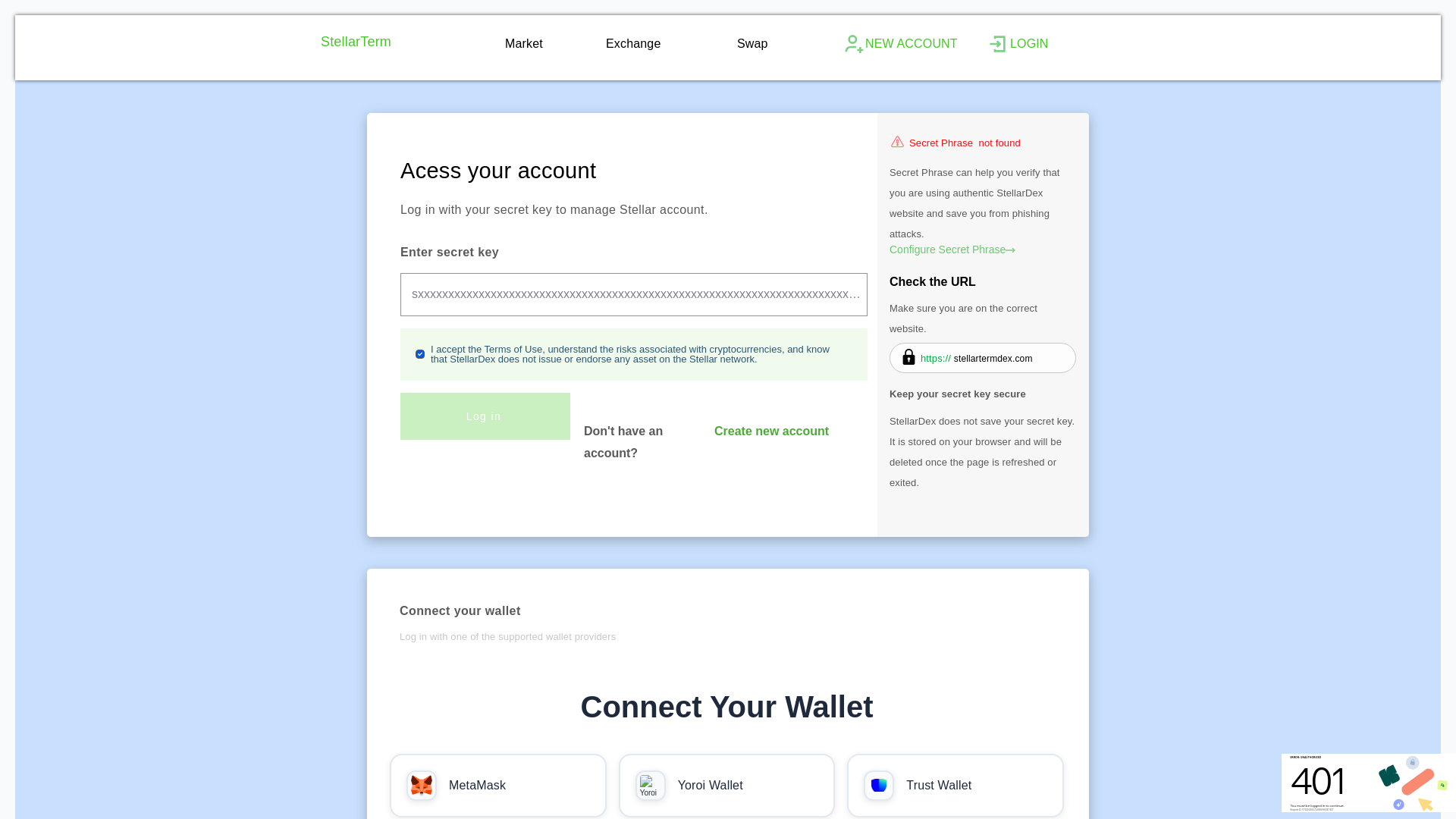 website screenshot of https://stellarterm-network.com/