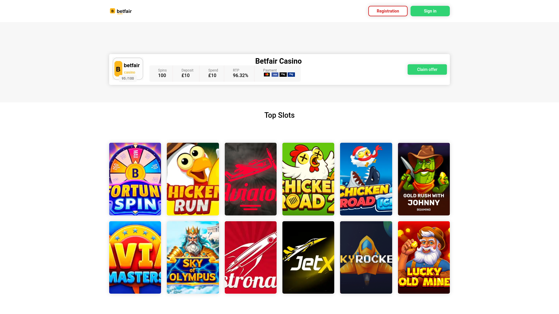 website screenshot of https://betfaircasinosuk.com