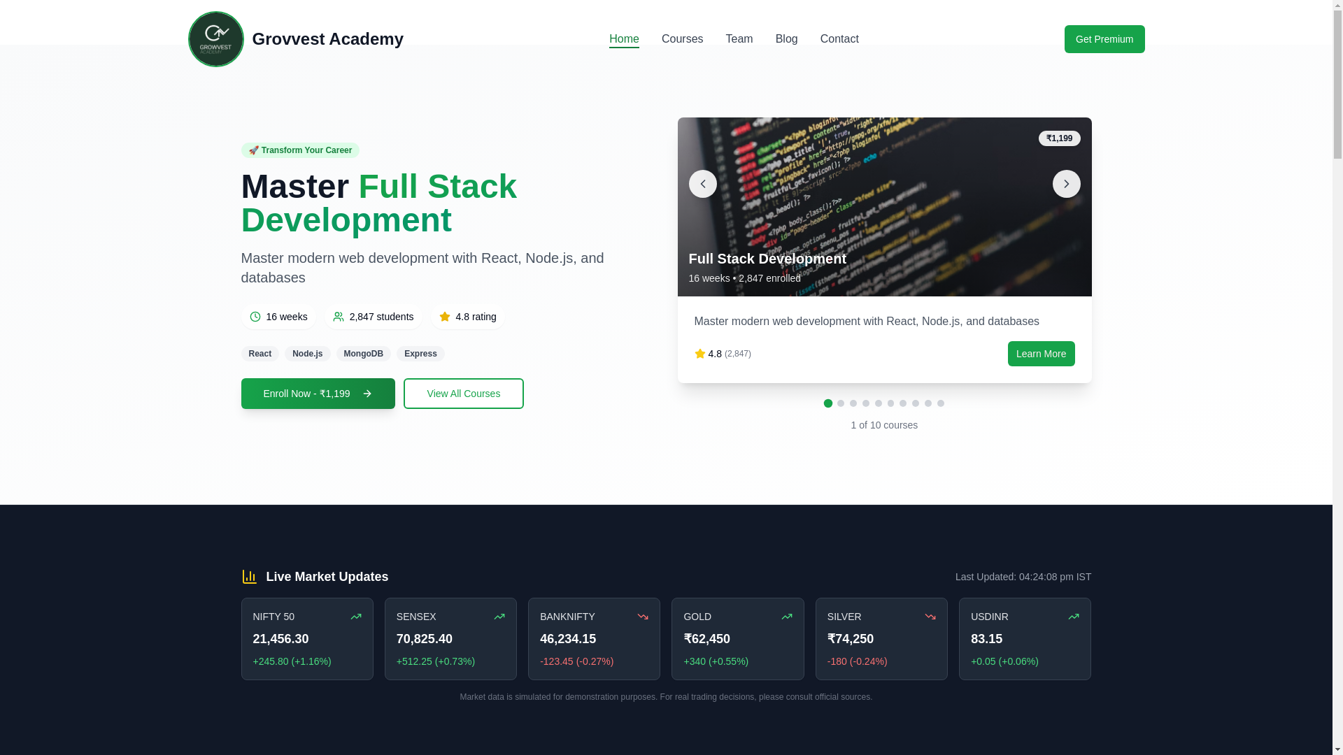 website screenshot of https://growvestaca.in/