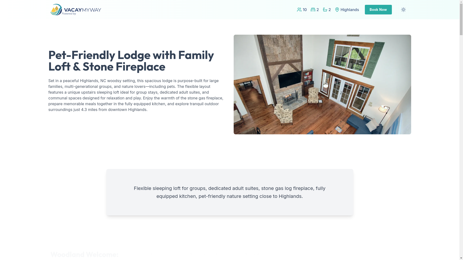 website screenshot of https://highlandwoods.house/