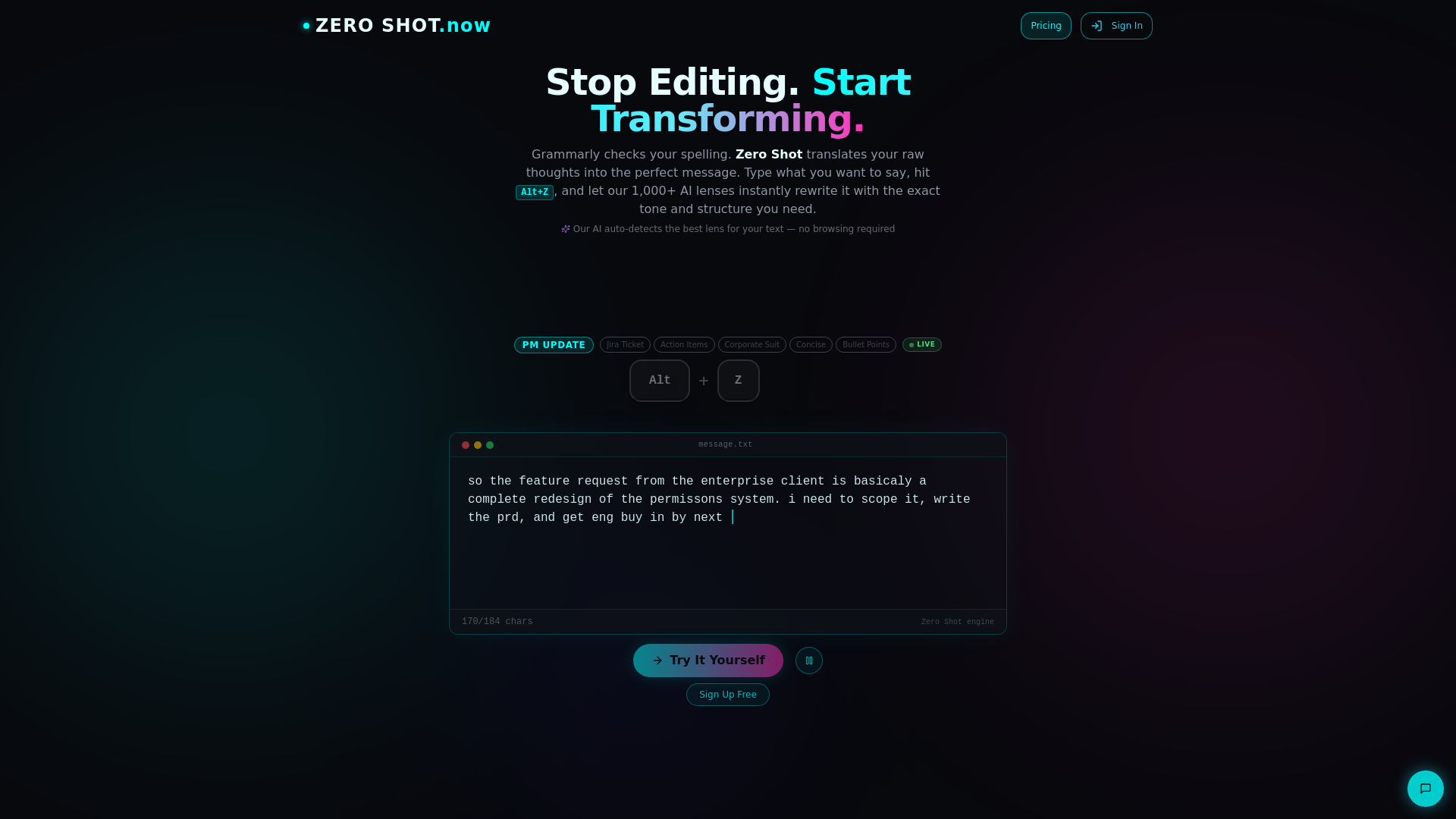 website screenshot of https://zeroshot.pages.dev/