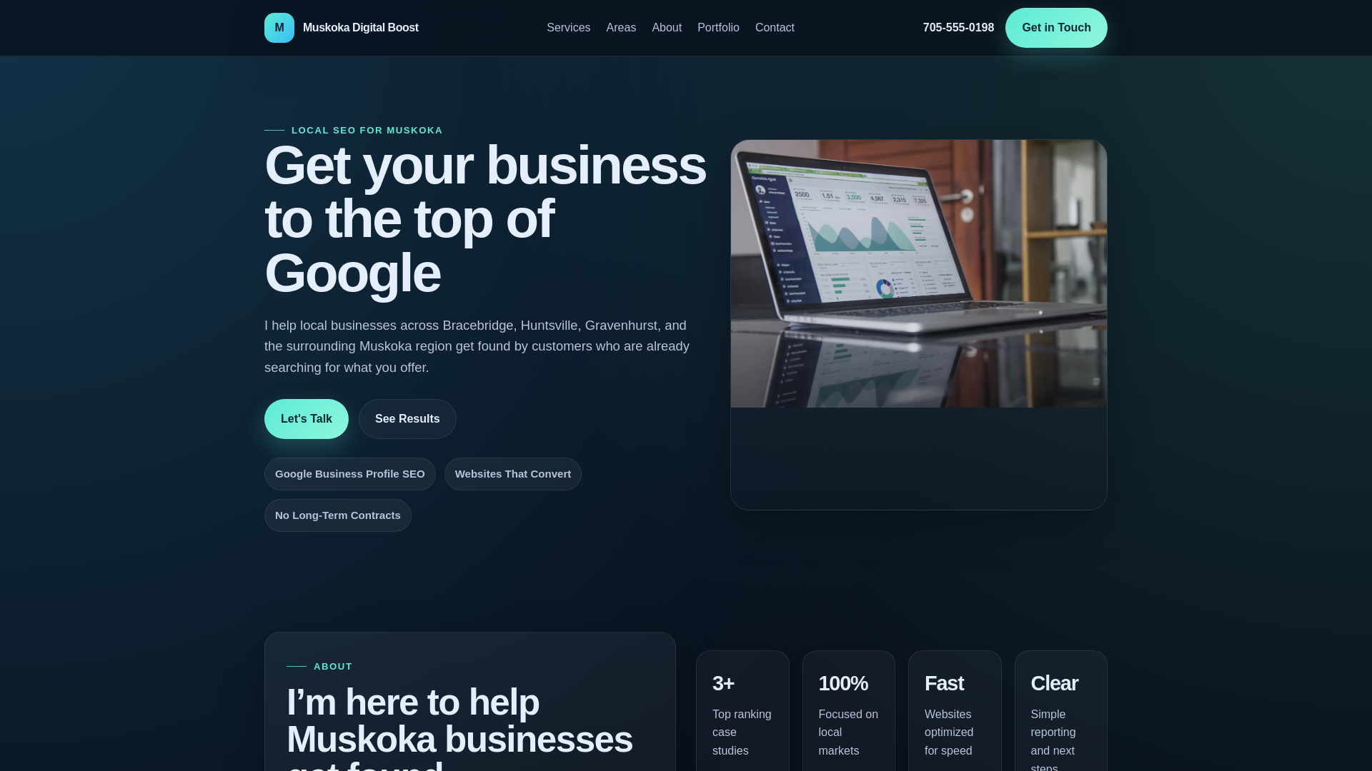 website screenshot of https://muskokadigitalboost.ca