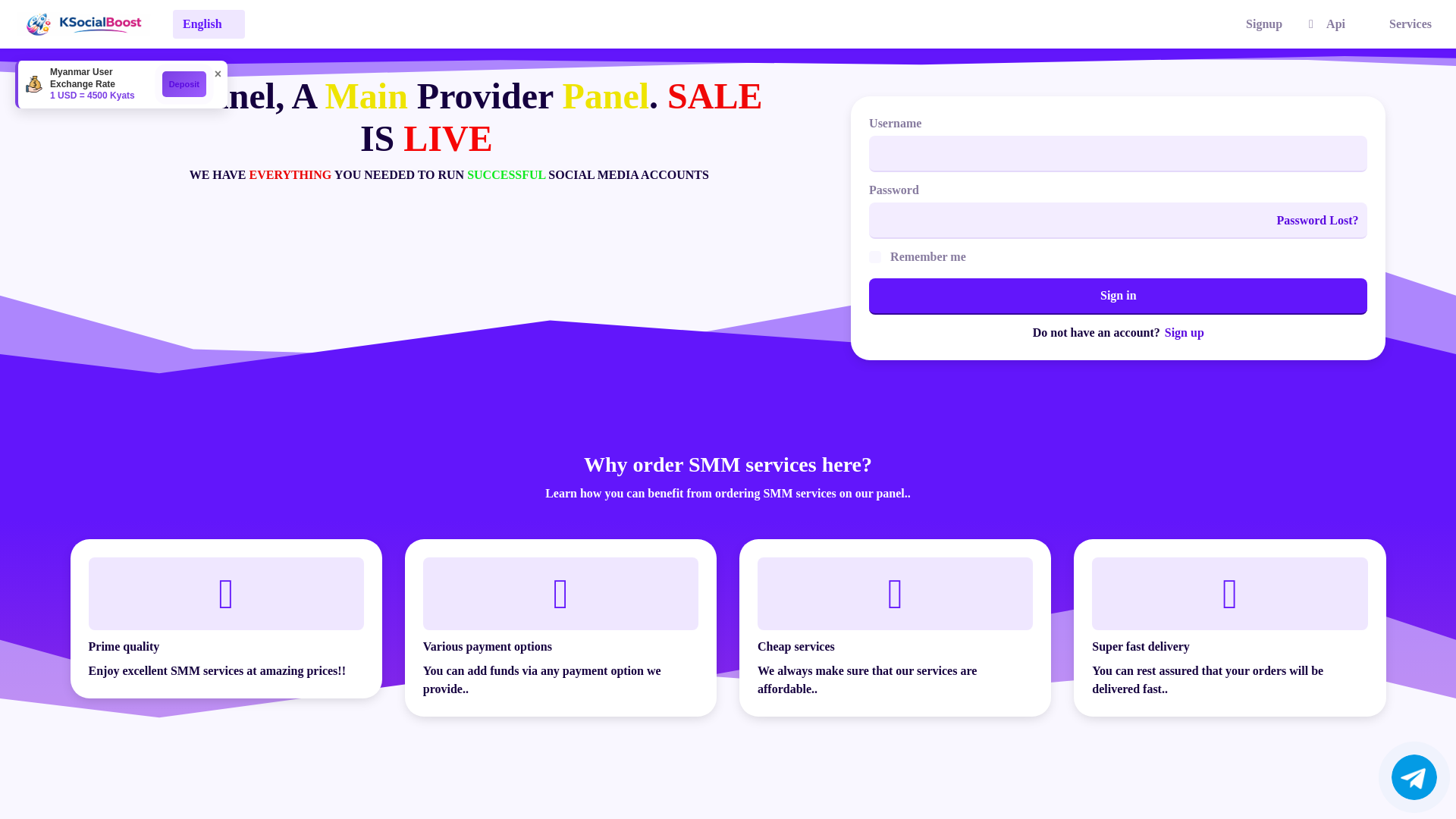 website screenshot of https://ksocialboost.com/