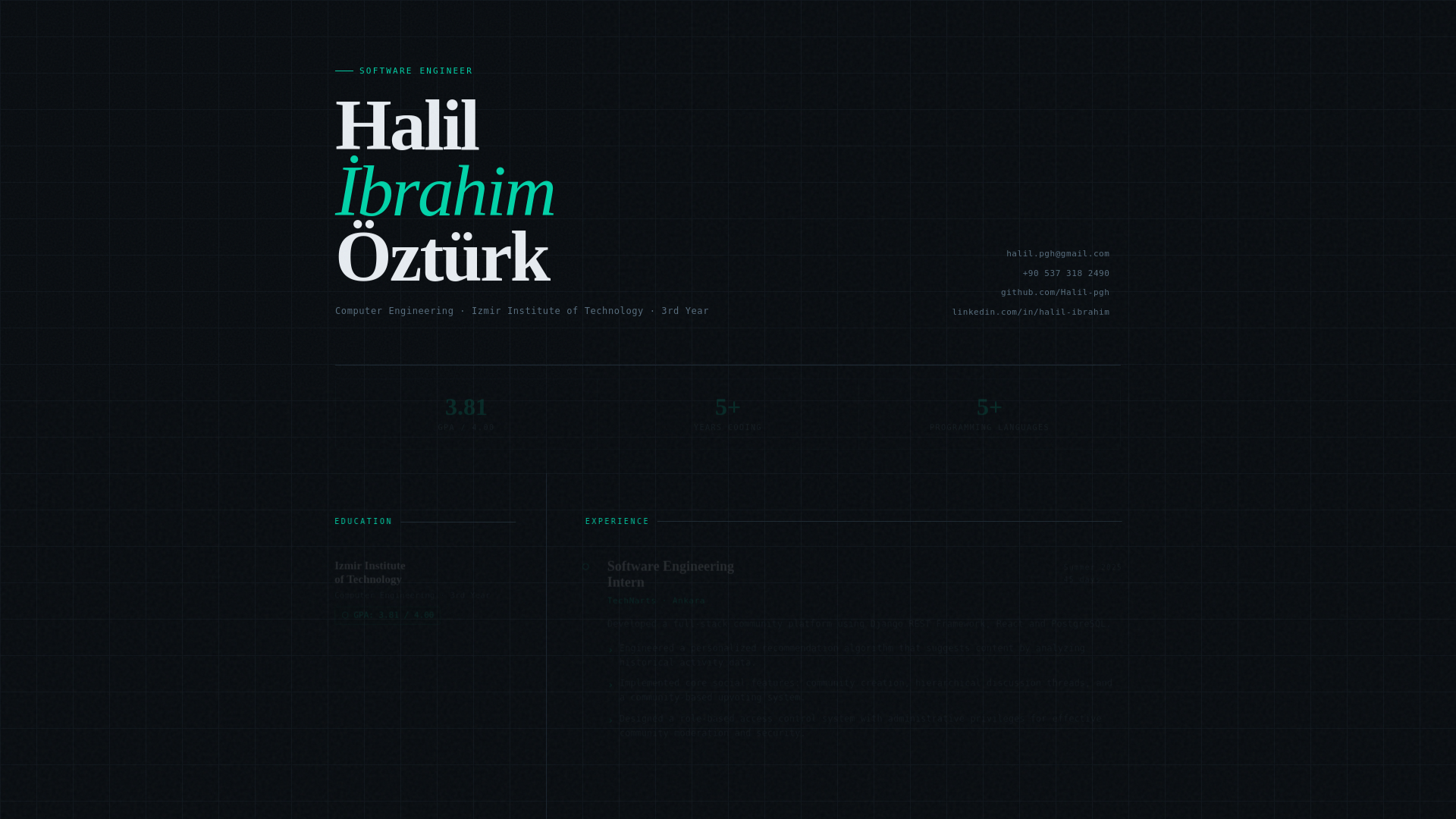 website screenshot of https://halilio.dev/