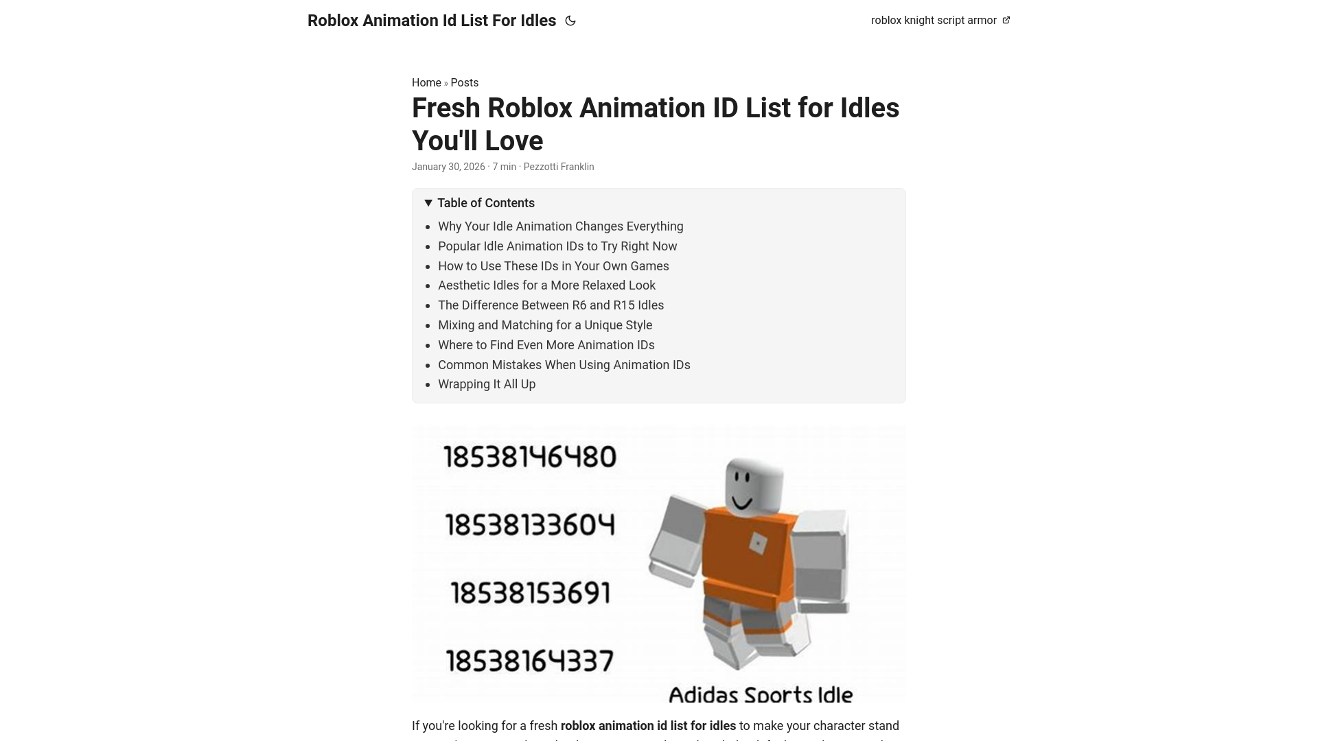 website screenshot of https://roblox-animation-id-list-for-idles.pages.dev/