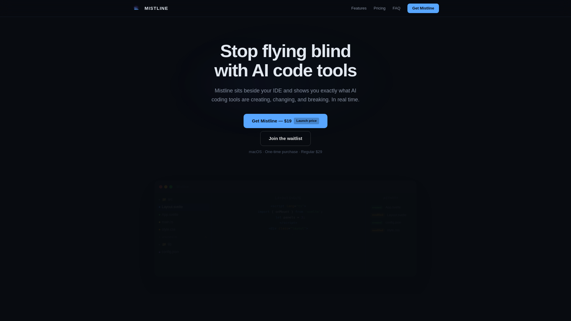 website screenshot of https://mistline.app