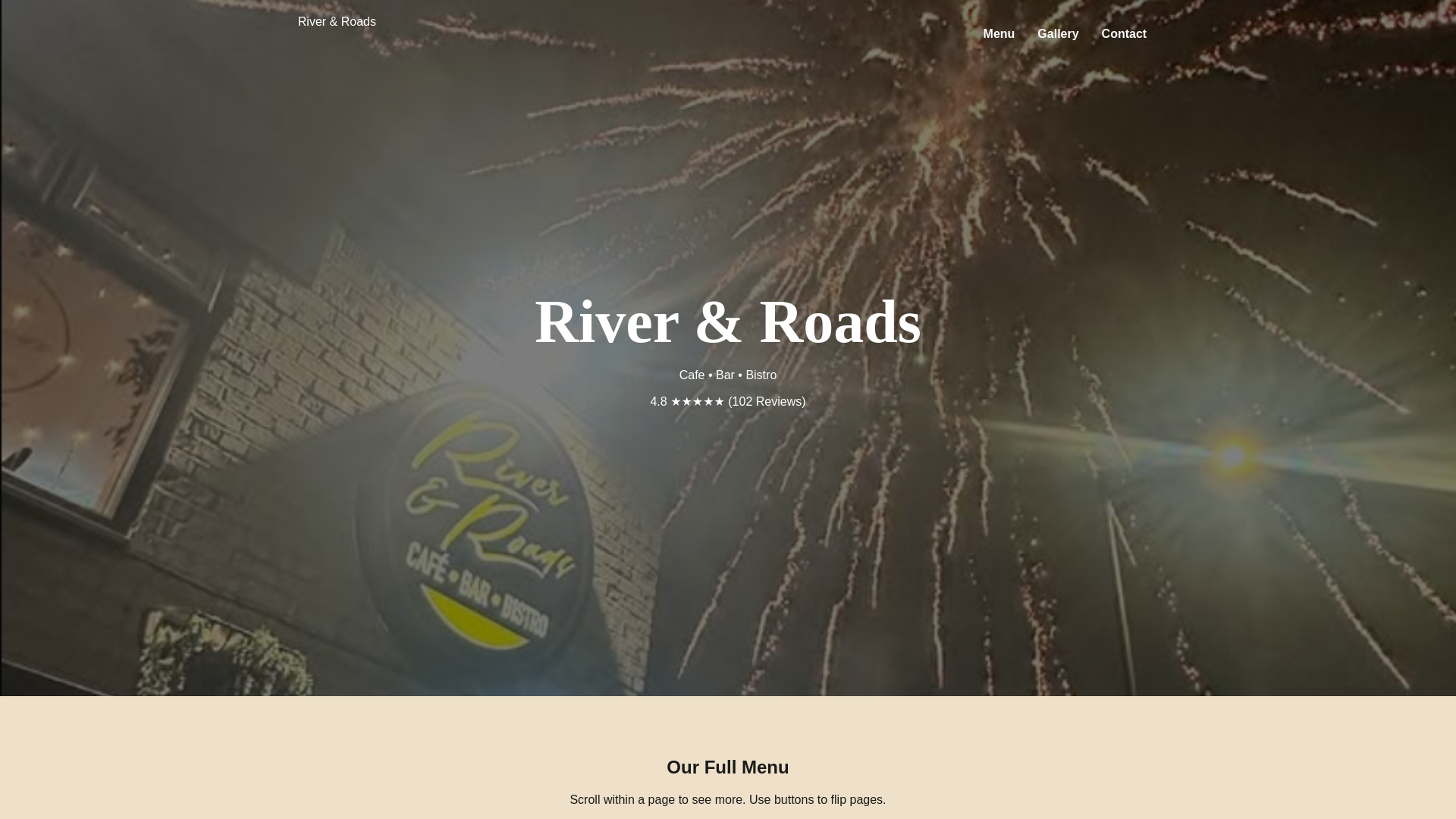 website screenshot of https://riverandroadscafeandbistro-lvp.pages.dev/