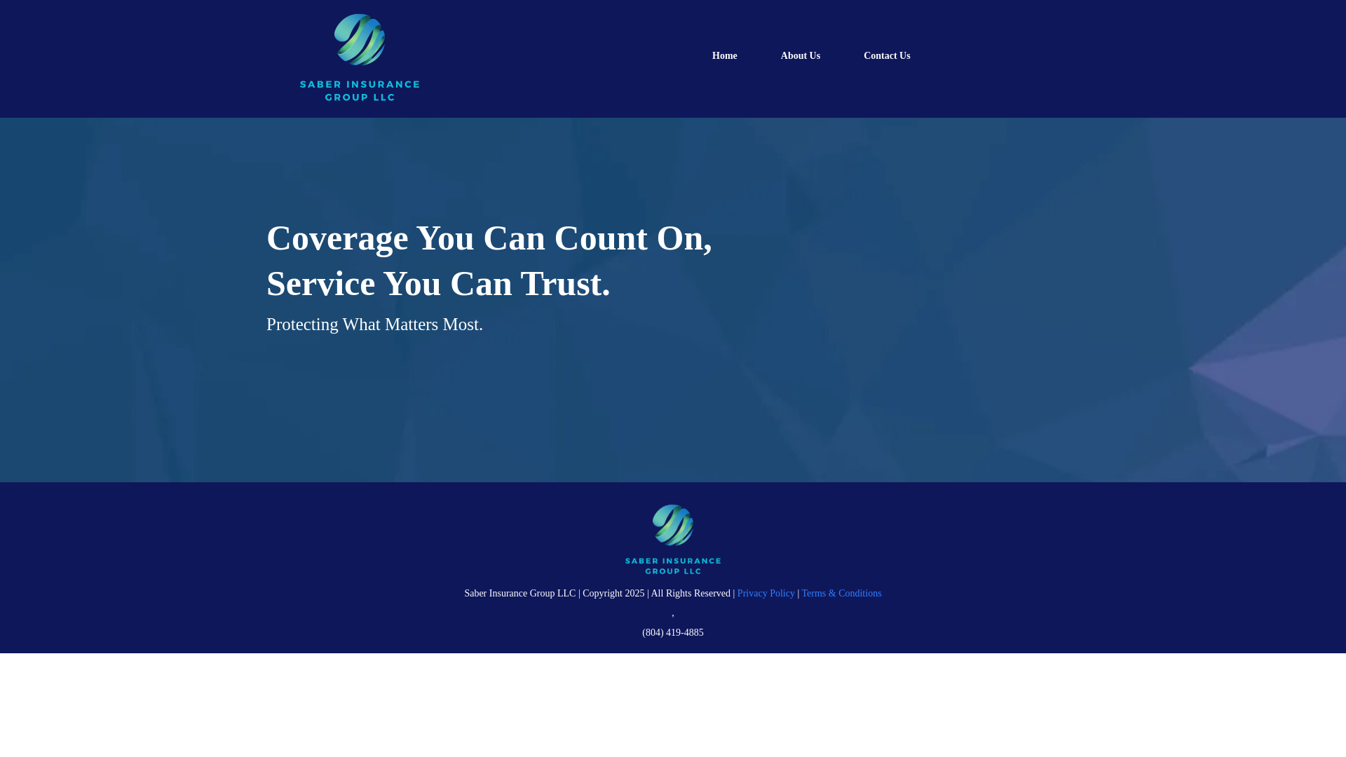 website screenshot of https://saberinsurancegroup.com/