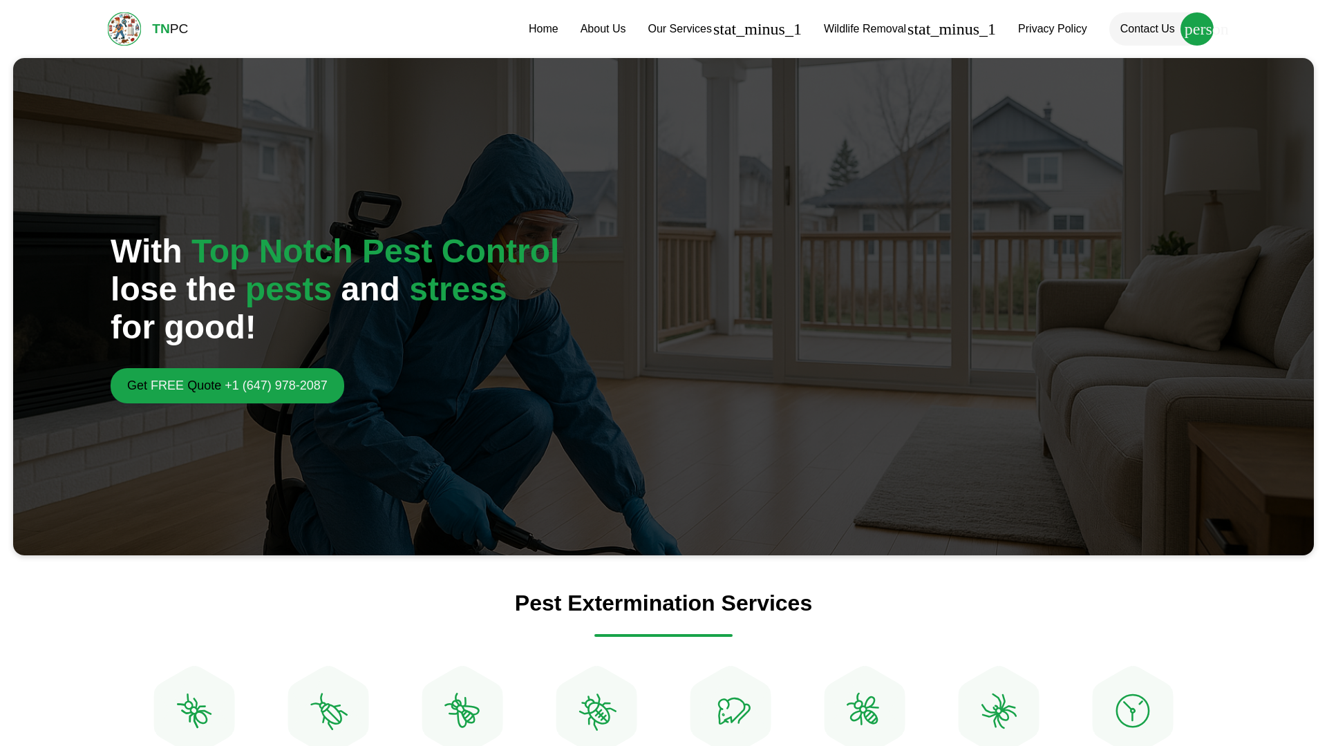 website screenshot of https://topnotchpestcontrol.ca/