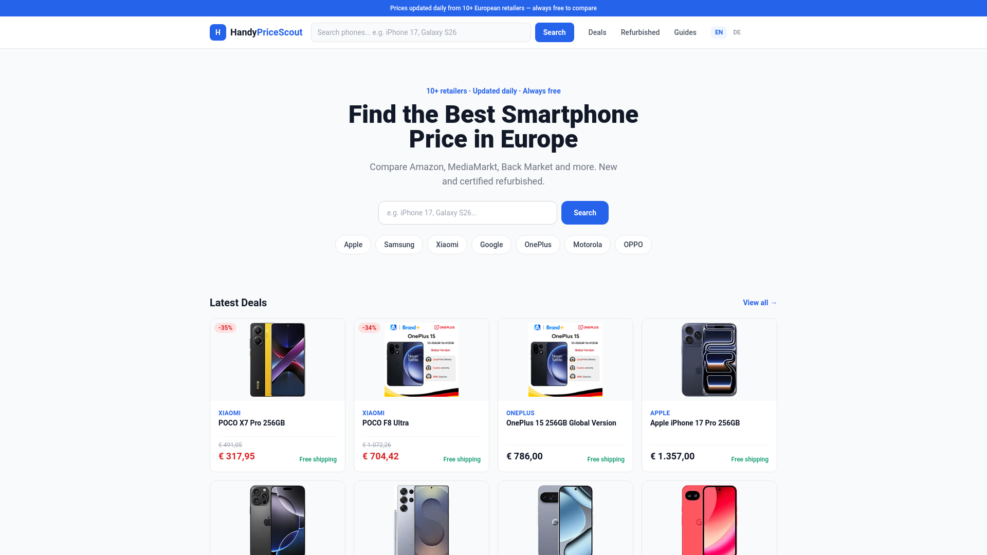 website screenshot of https://handypricescout.live