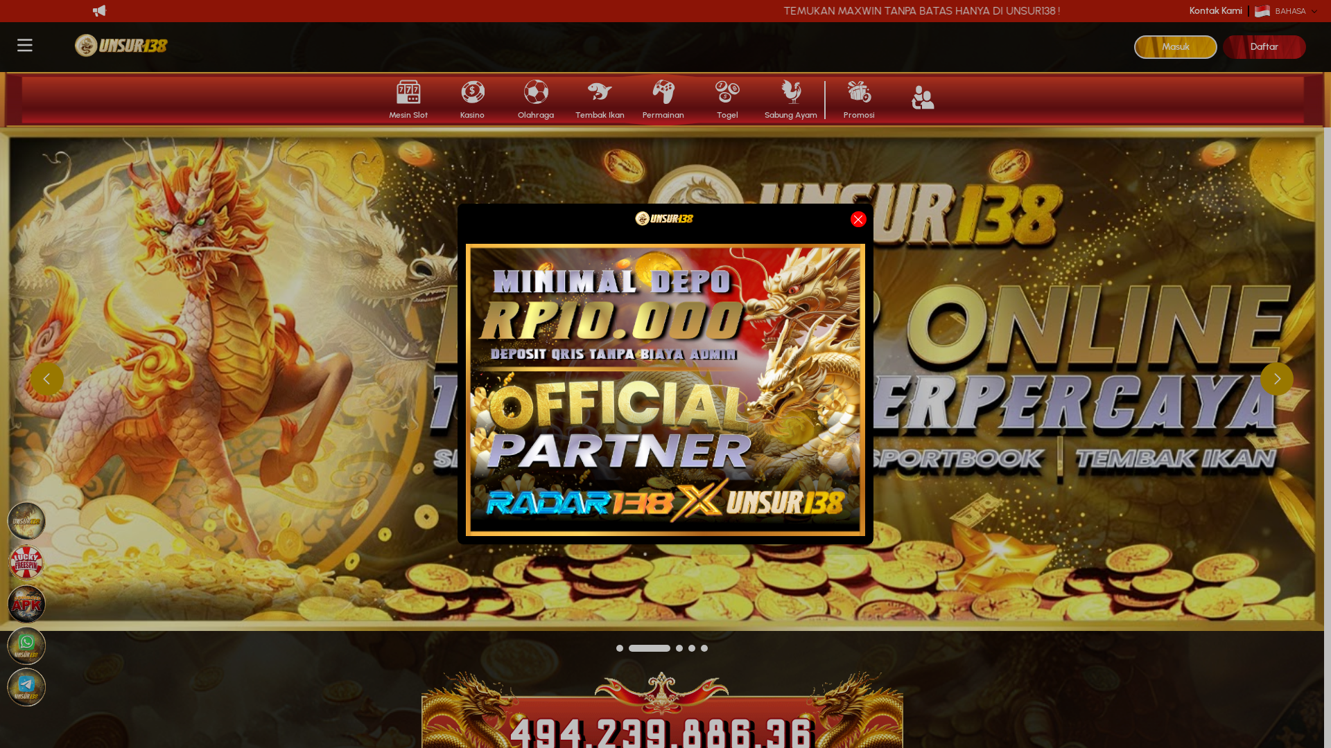 website screenshot of https://unsur138dragon.com/