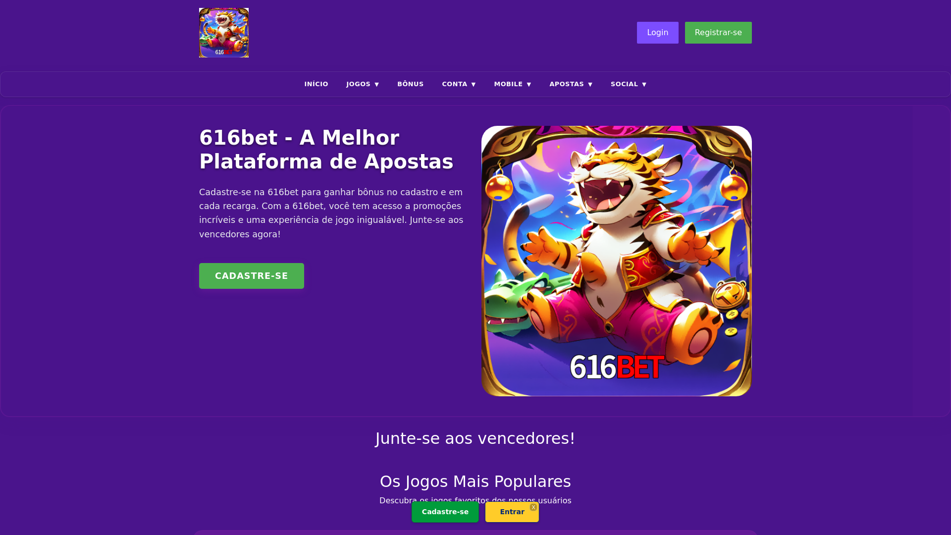 website screenshot of https://616betm1.com