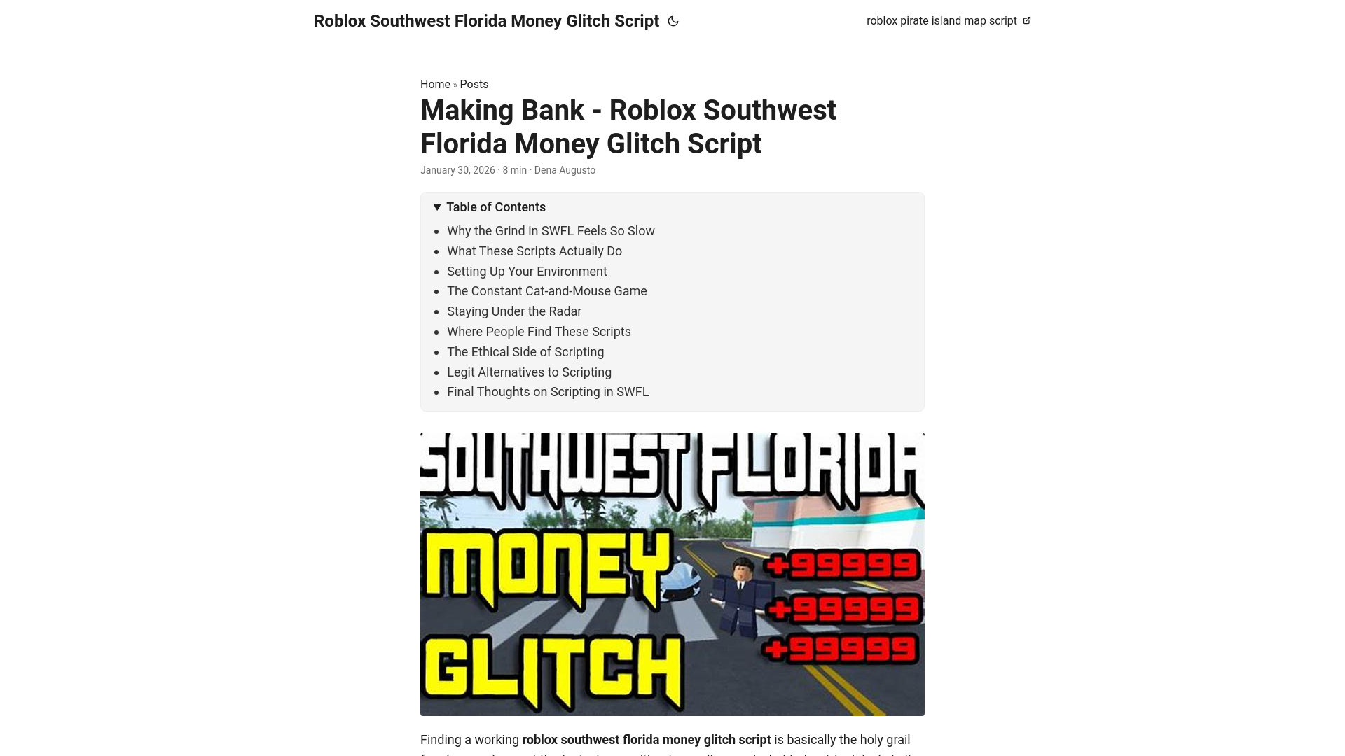 website screenshot of https://roblox-southwest-florida-money-glitch-script.pages.dev/