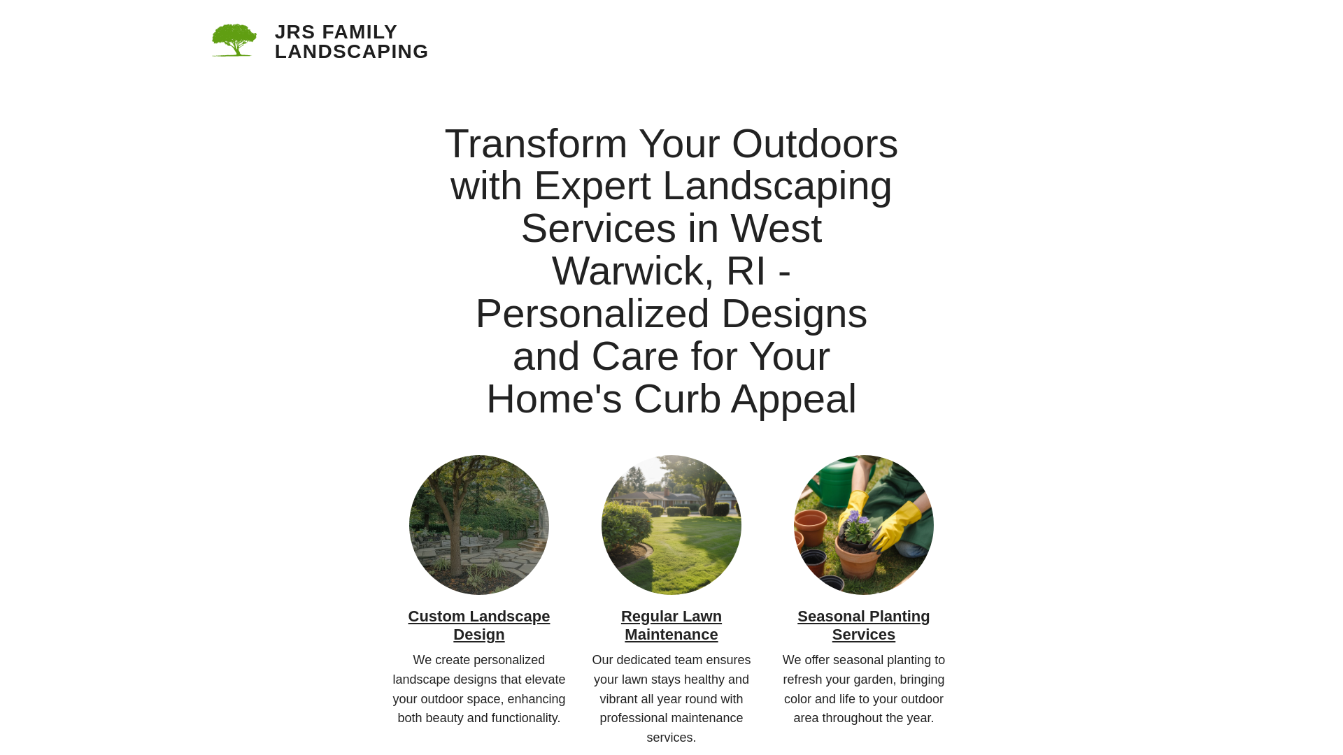 website screenshot of https://jrsfamilylandscaping.com/