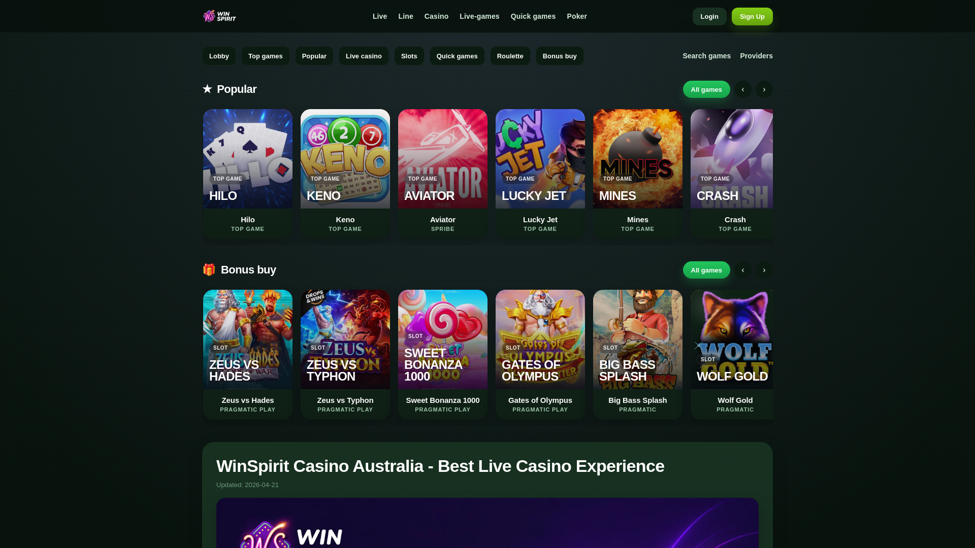 website screenshot of https://winspirit-au-casino.com/