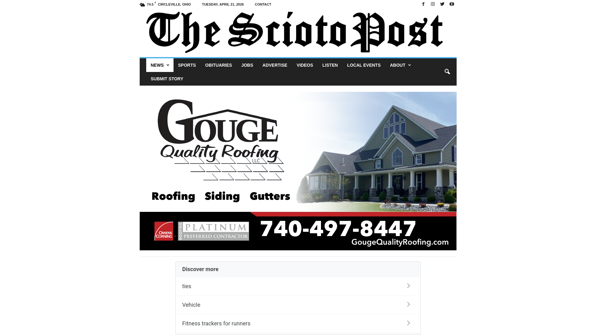 website screenshot of https://www.sciotopost.com/