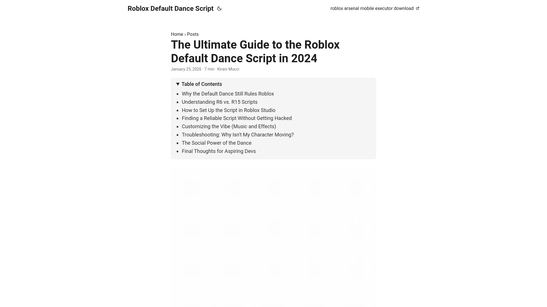 website screenshot of https://robloxdefaultdancescript.pages.dev/