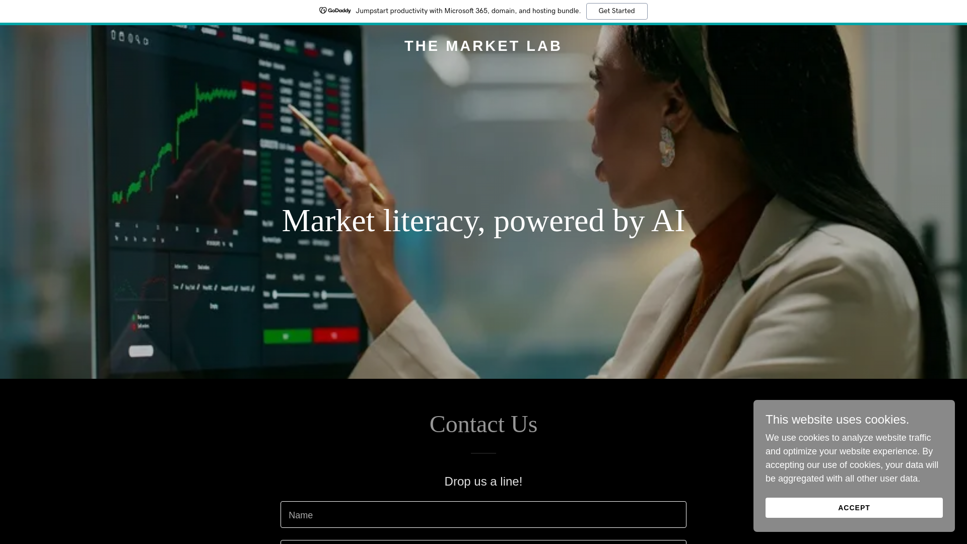 website screenshot of https://themarketlab.ai/