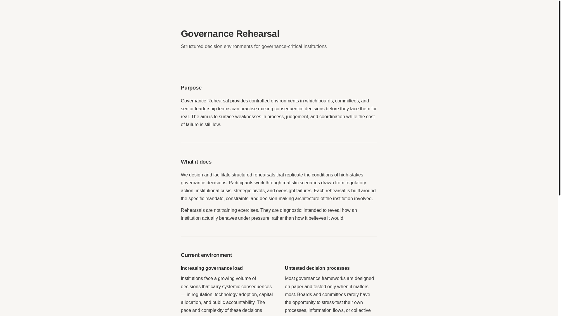 website screenshot of https://governance-rehearsal.pages.dev/