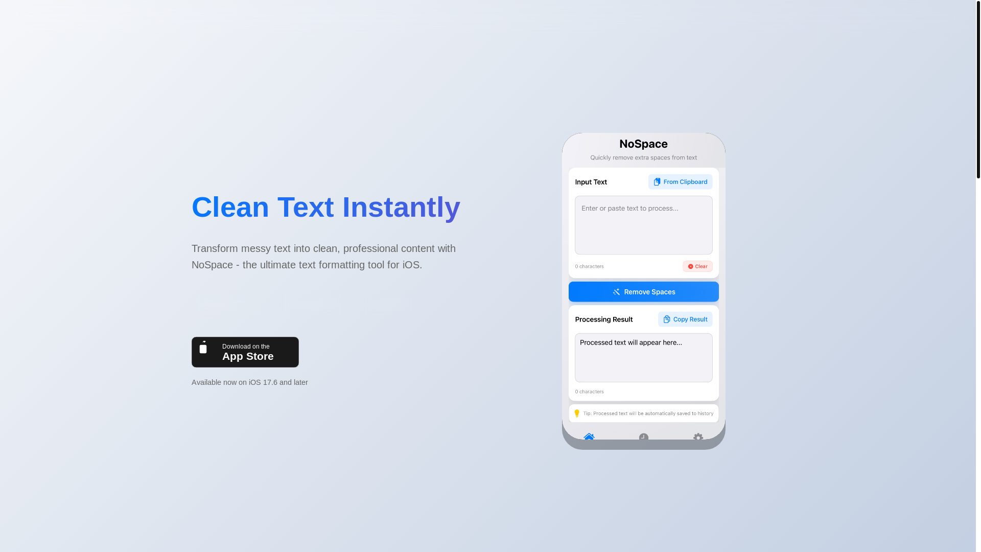 website screenshot of https://nospace-84d.pages.dev/