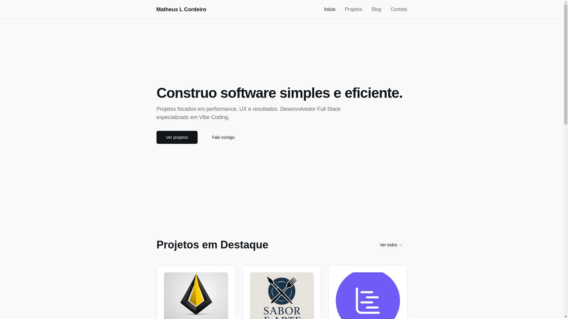 website screenshot of https://matheusdevcode.com.br/