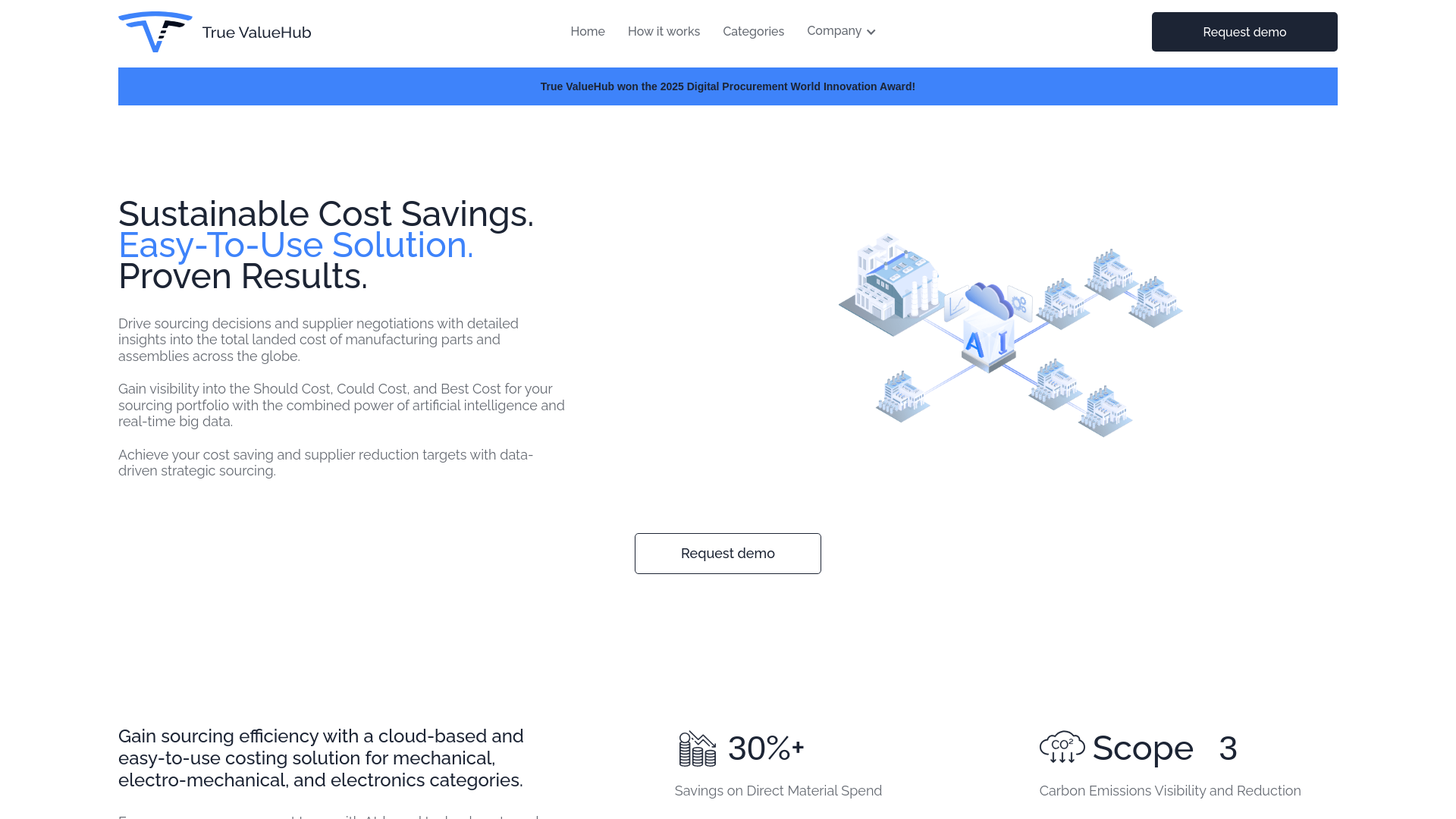 website screenshot of https://demotruevaluehub.com/