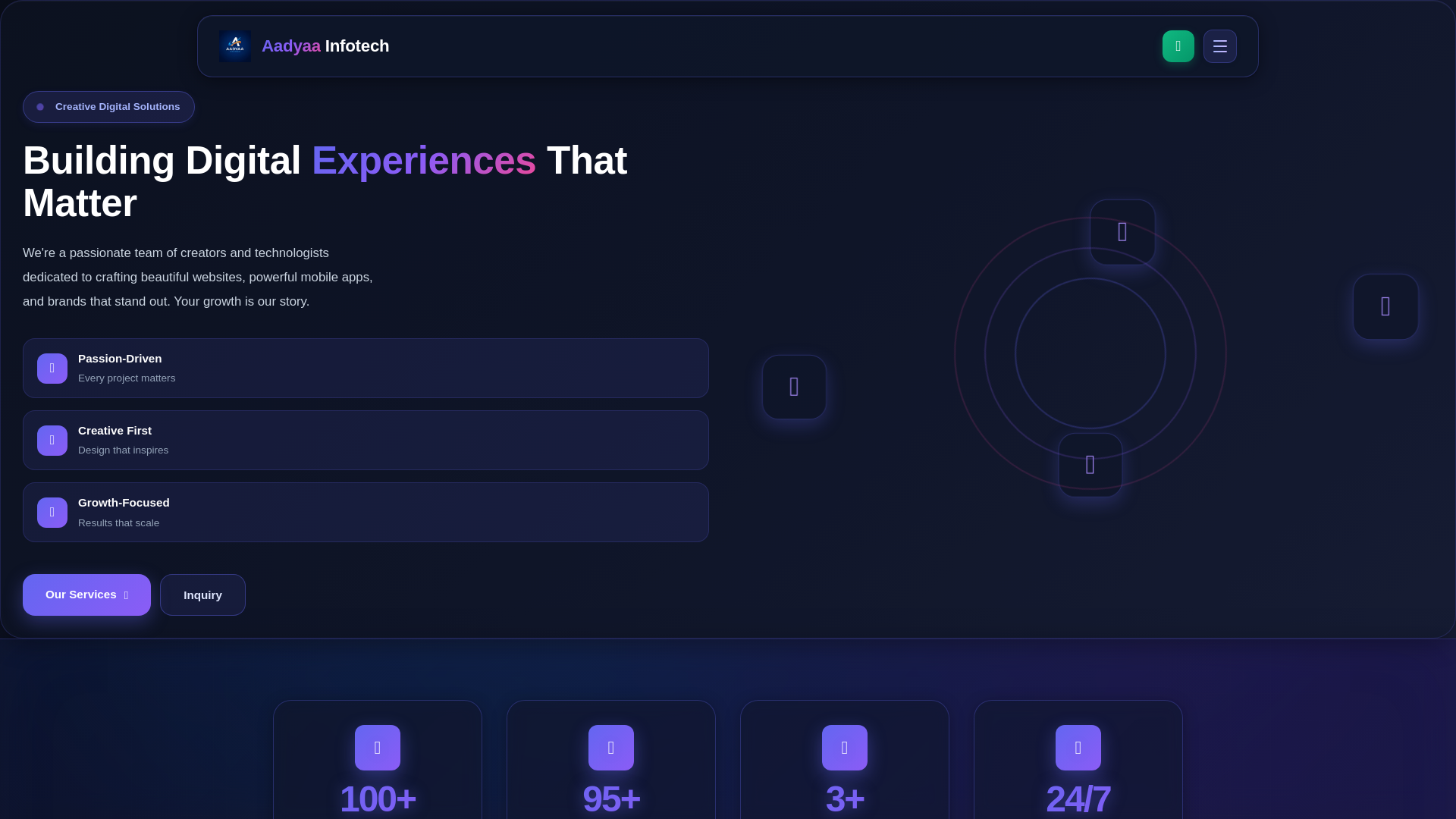 website screenshot of https://aadyaainfotech.in/