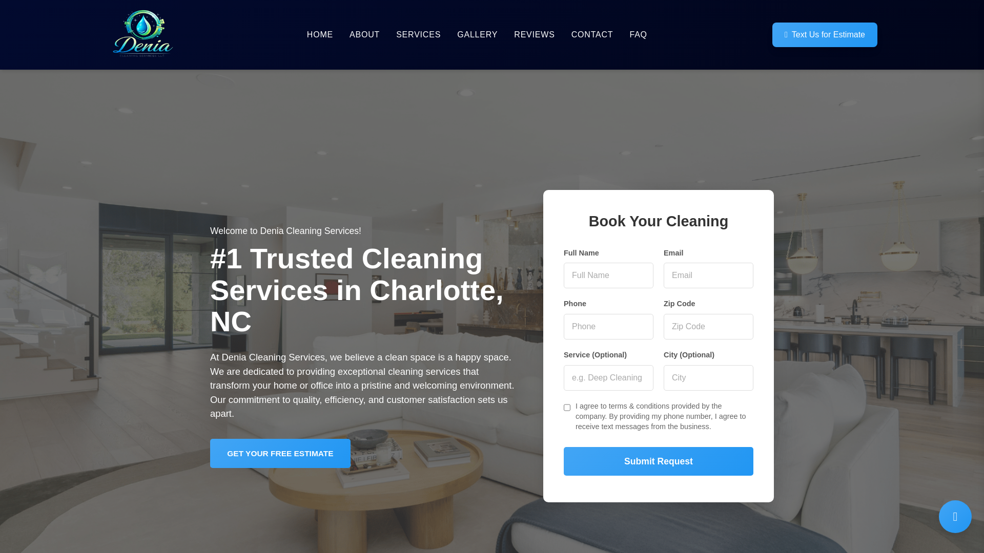 website screenshot of https://deniacleaningservices.com