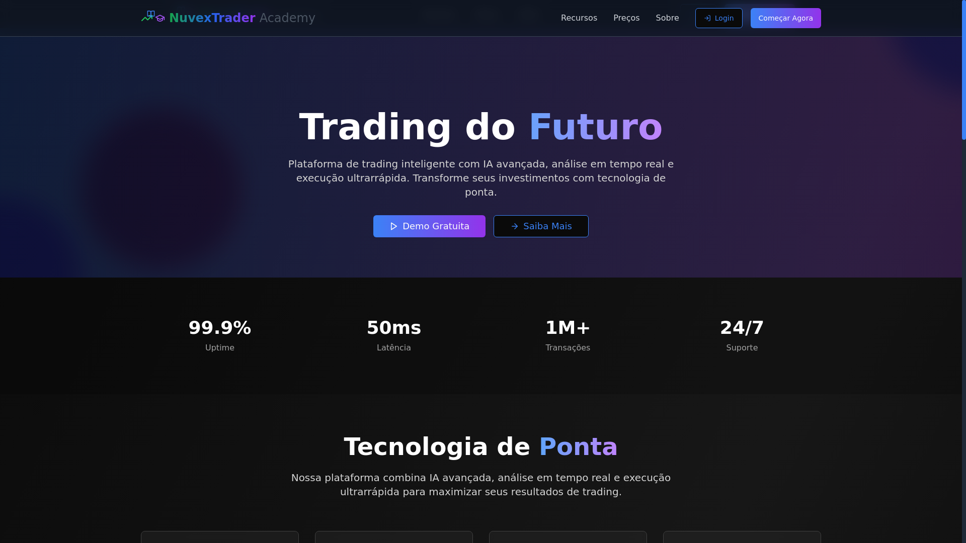 website screenshot of https://nuvextrader.pages.dev/