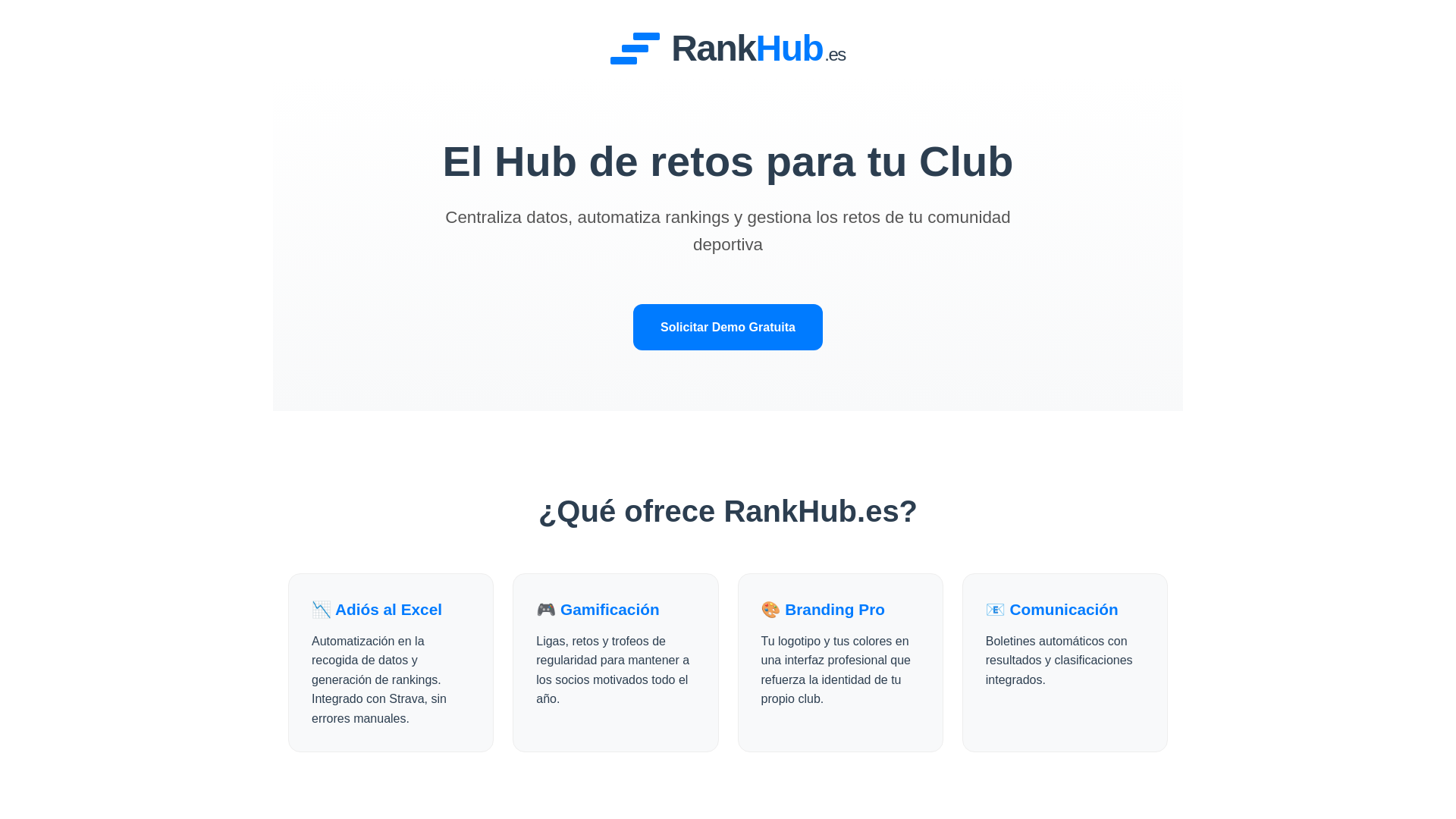 website screenshot of https://rankhub.es/