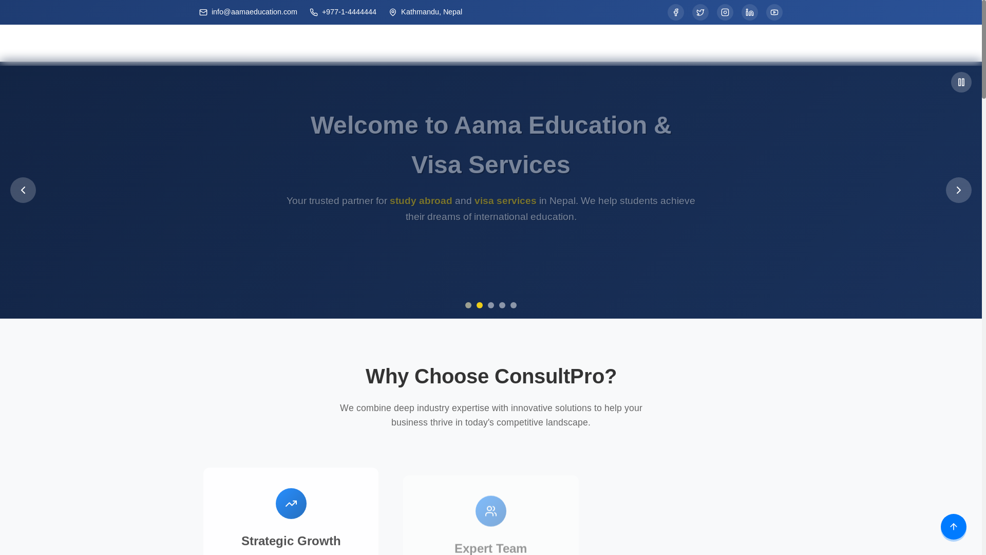 website screenshot of https://aamaeducation.edu.np/