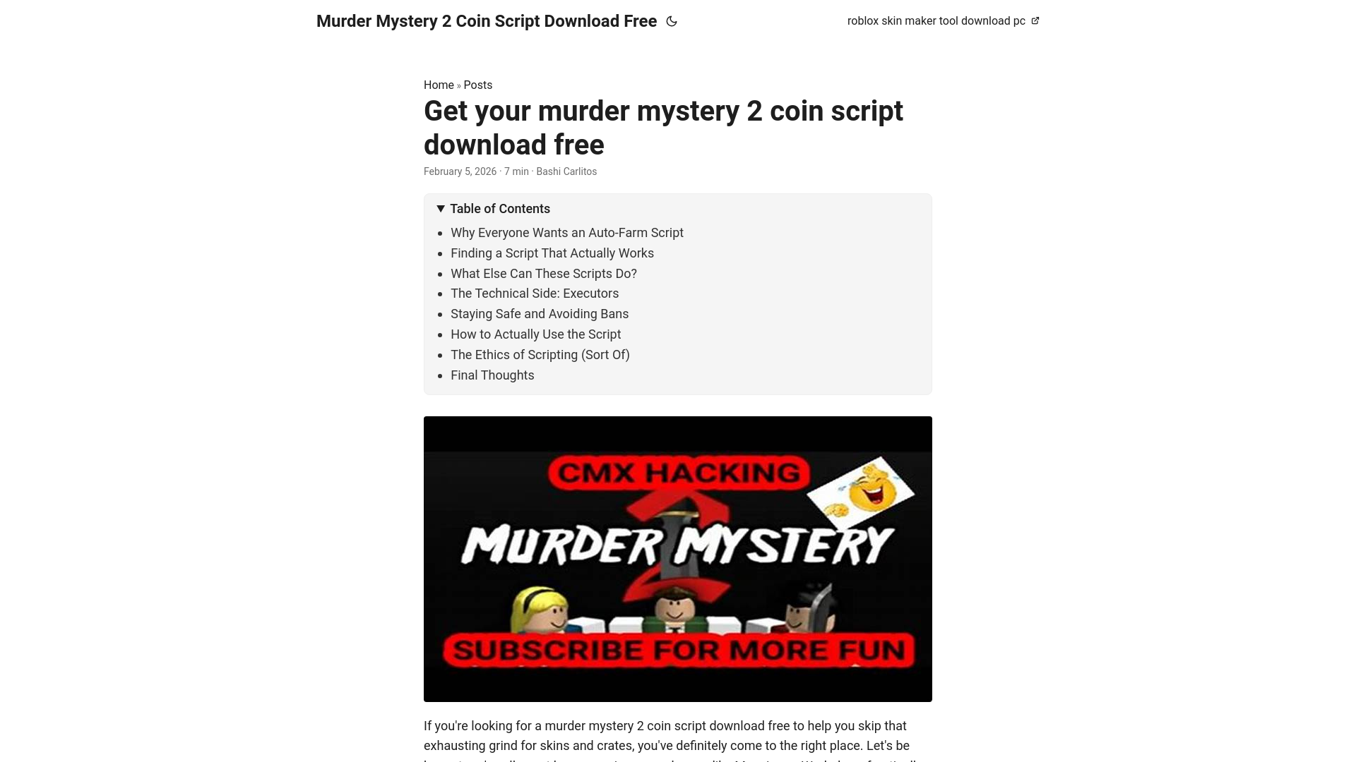 website screenshot of https://murder-mystery-2-coin-script-download-free.pages.dev/