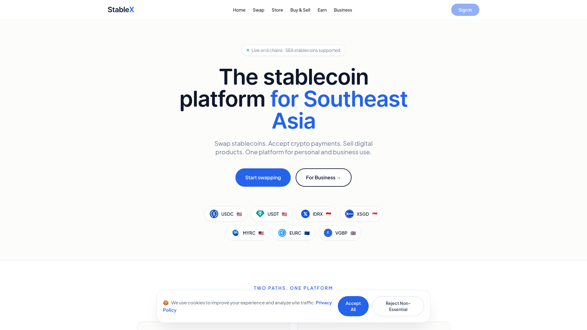website screenshot of https://stablex.id