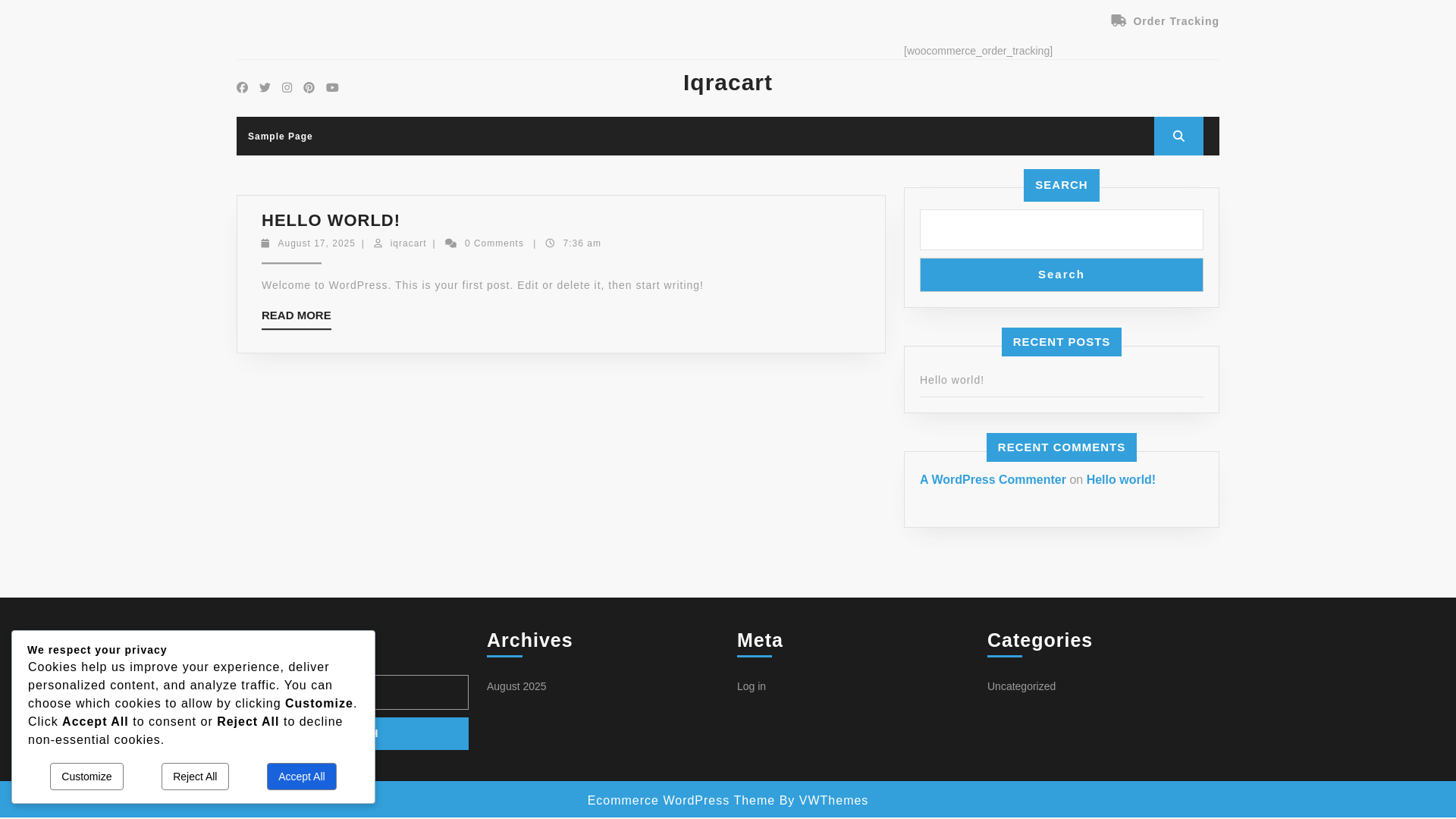 website screenshot of https://iqracart.in/