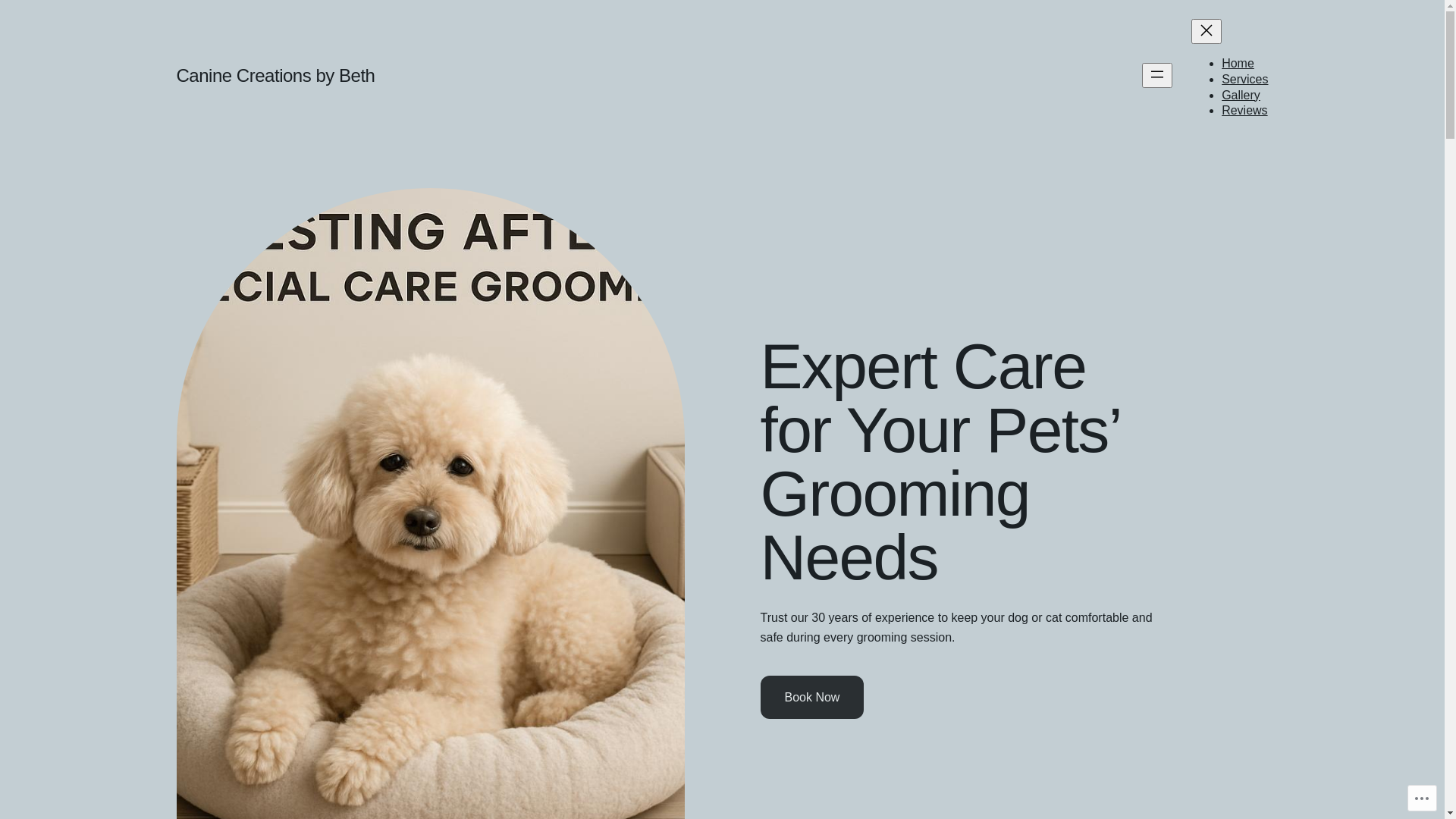 website screenshot of https://caninecreationsbybeth.com/
