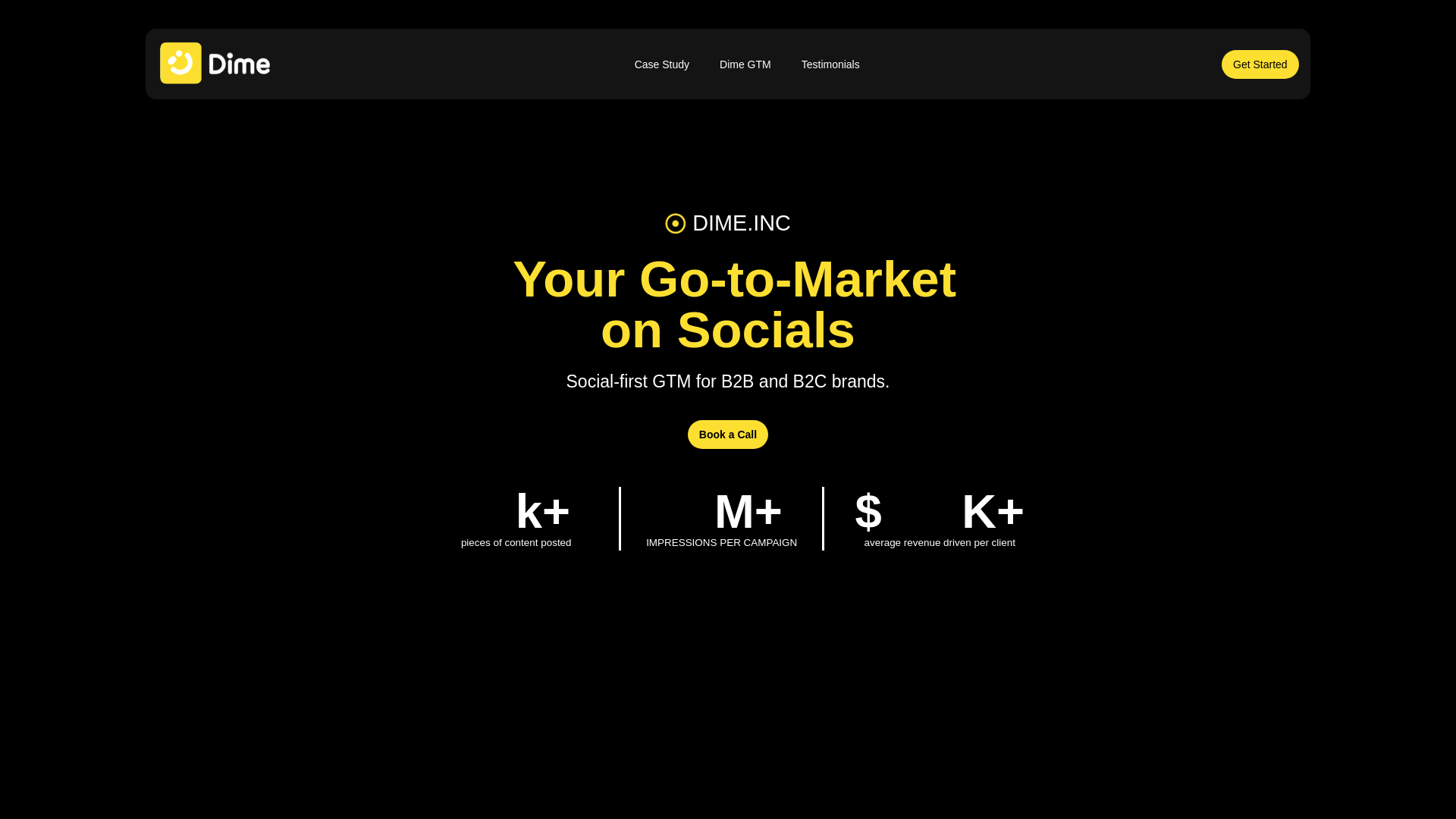 website screenshot of https://meetdimegtm.com