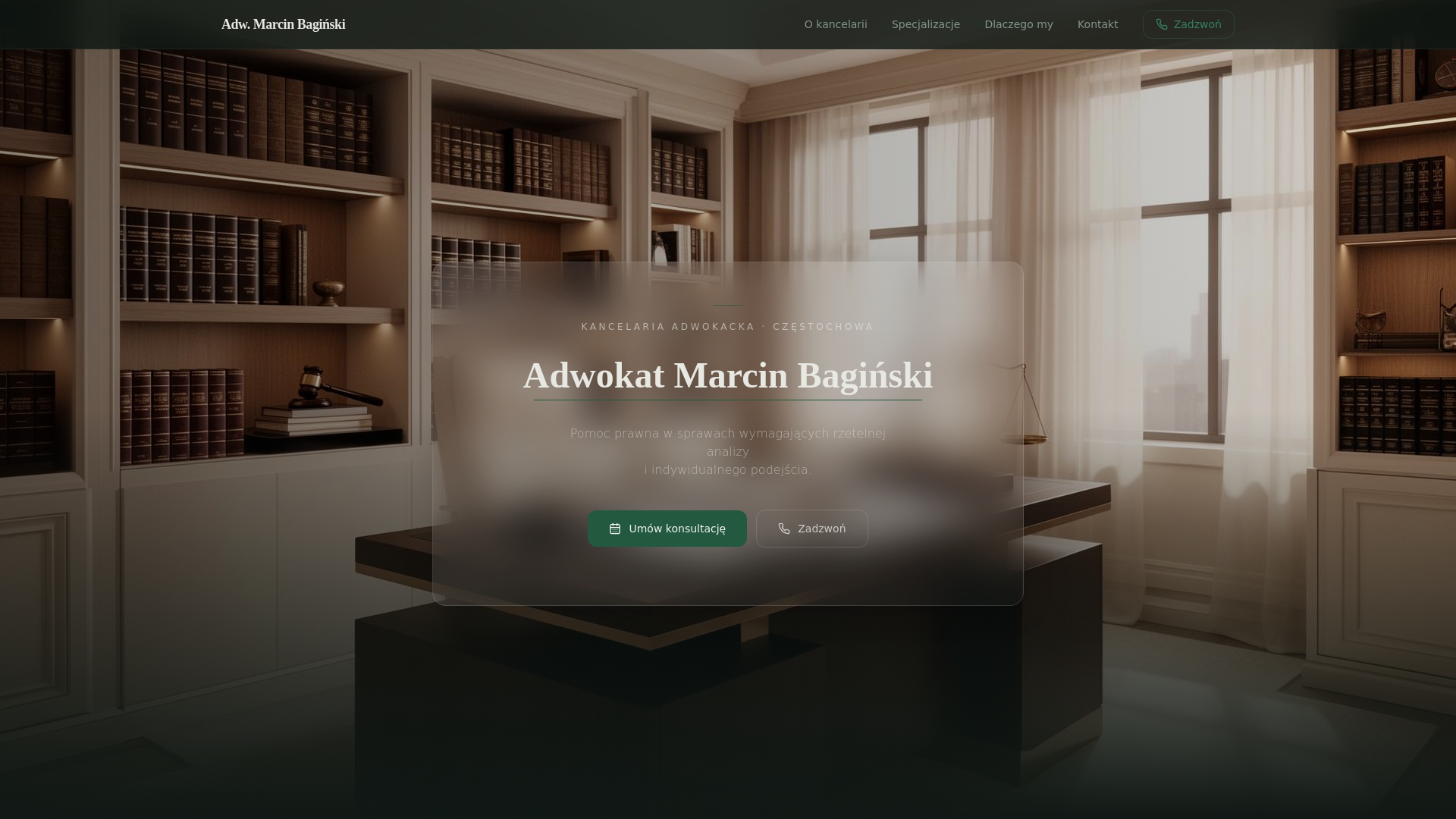 website screenshot of https://awokat-marcin-baginski.pages.dev/