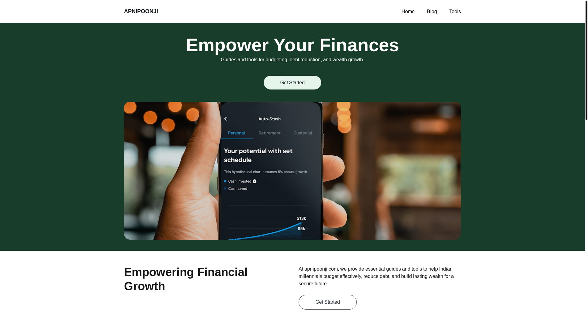 website screenshot of https://apnipoonji.com/