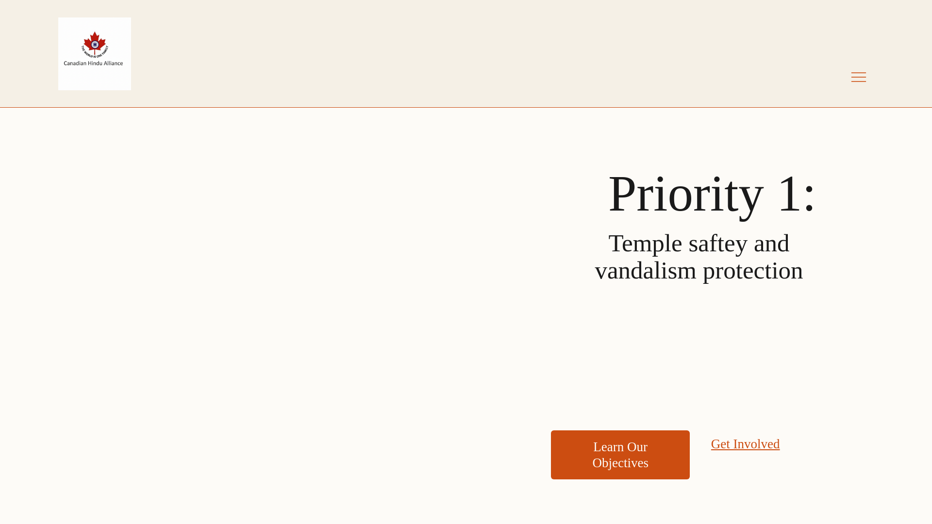 website screenshot of https://canadianhindualliance.ca/