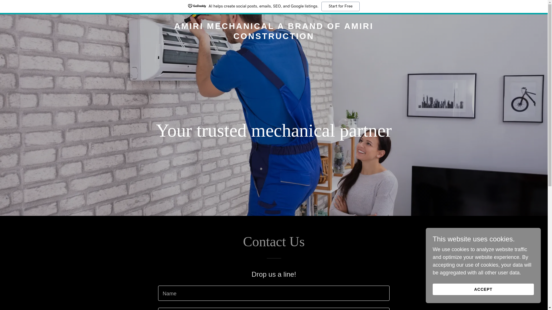 website screenshot of https://amirimechanical.com/