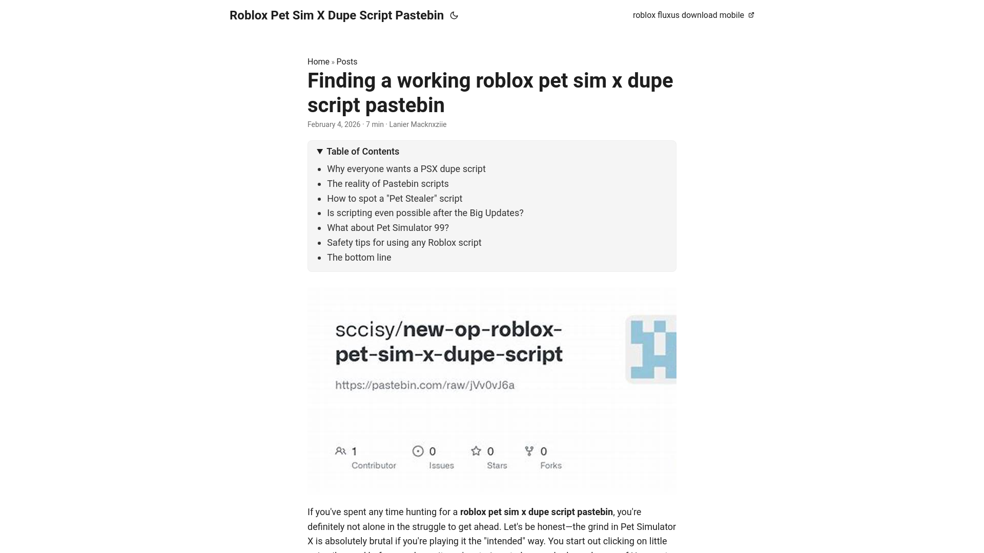 website screenshot of https://roblox-pet-sim-x-dupe-script-pastebin.pages.dev/