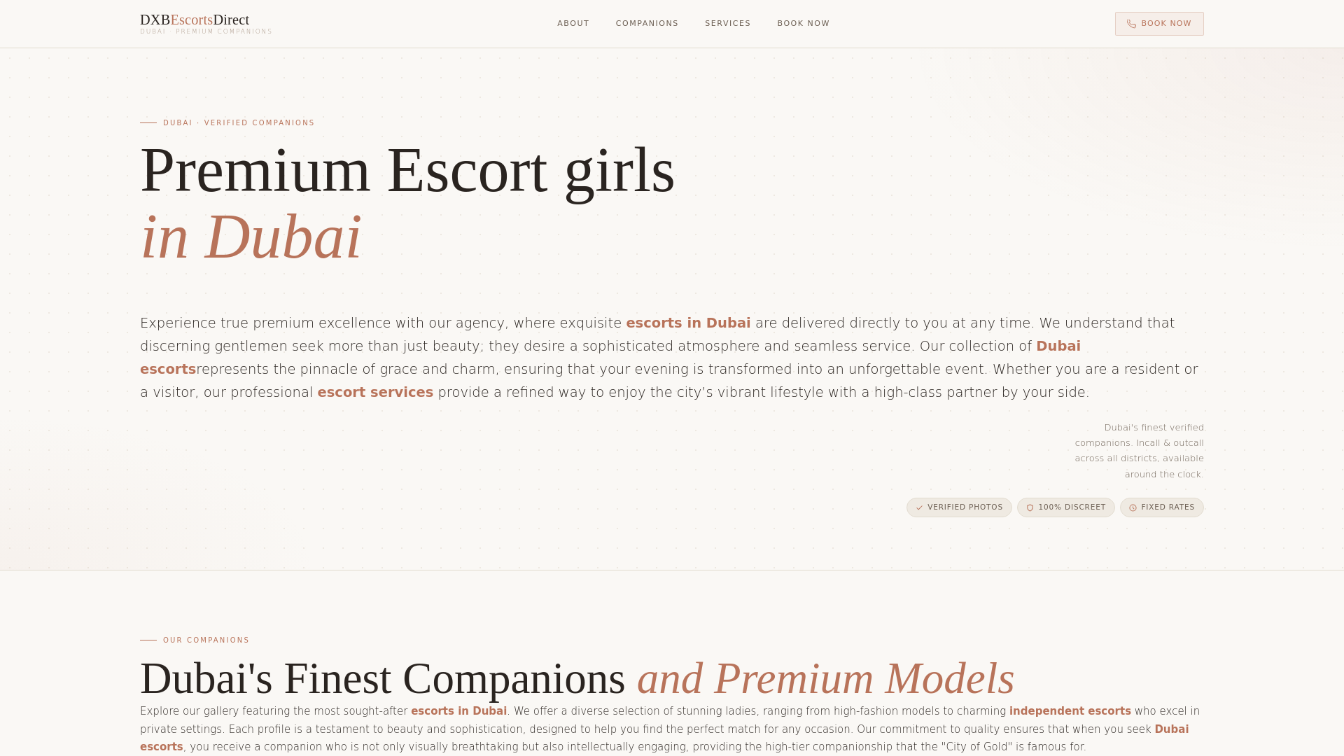 website screenshot of https://dxbescortsdirect.com