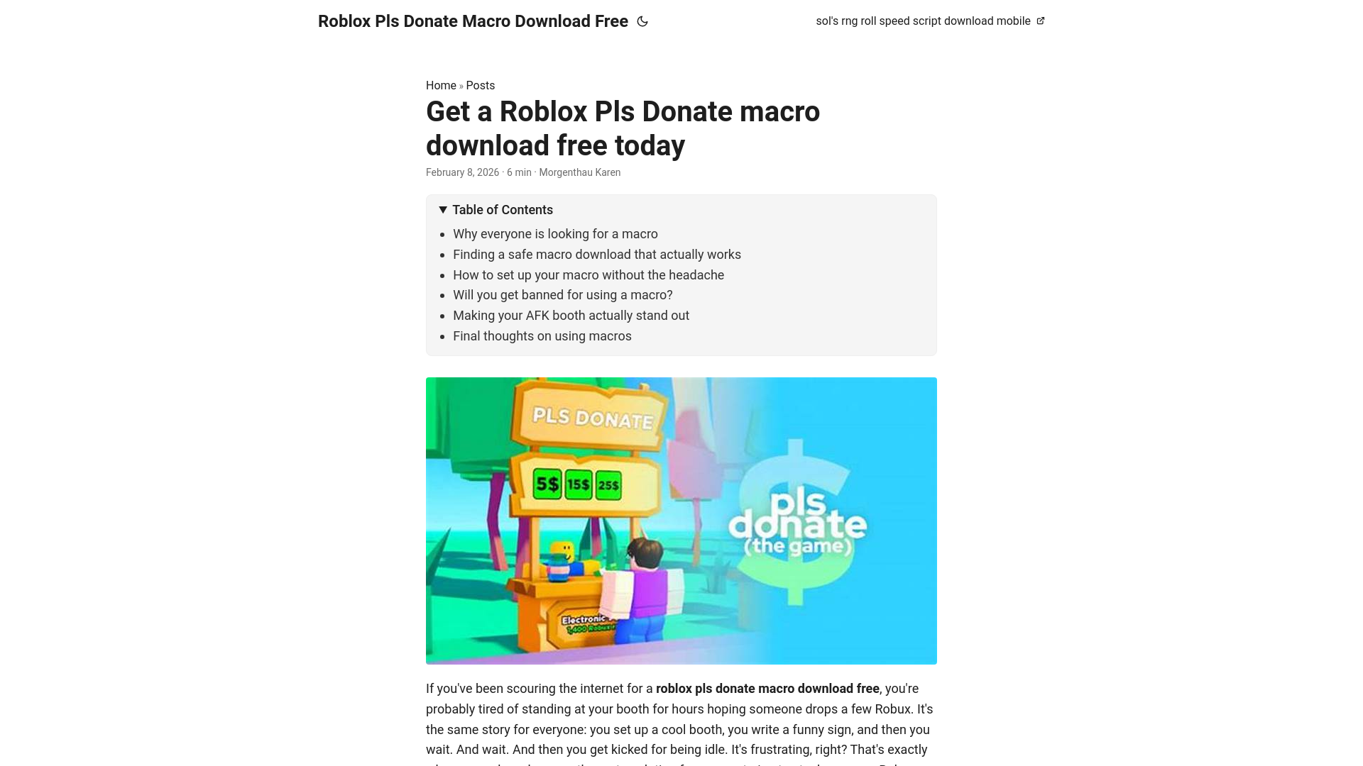 website screenshot of https://roblox-pls-donate-macro-download-free.pages.dev/