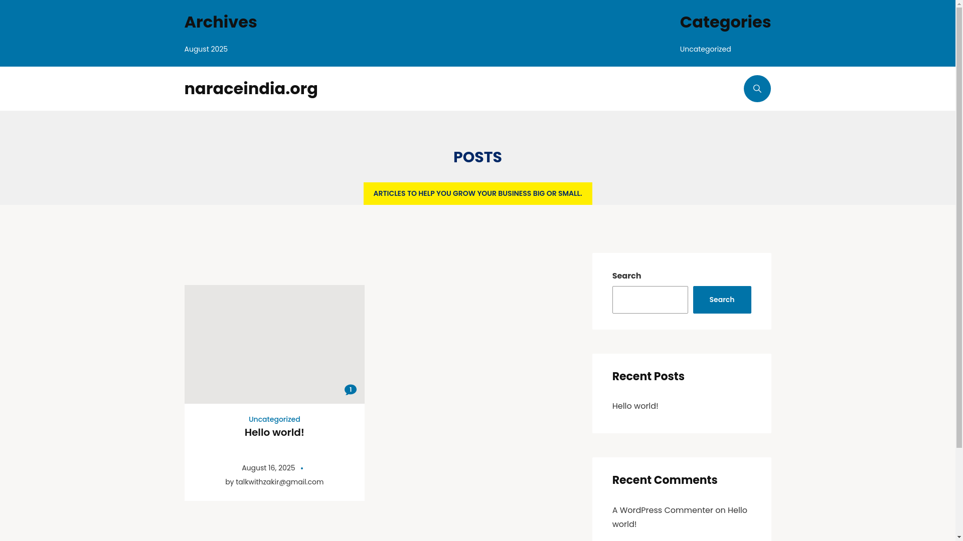 website screenshot of https://naraceindia.org/