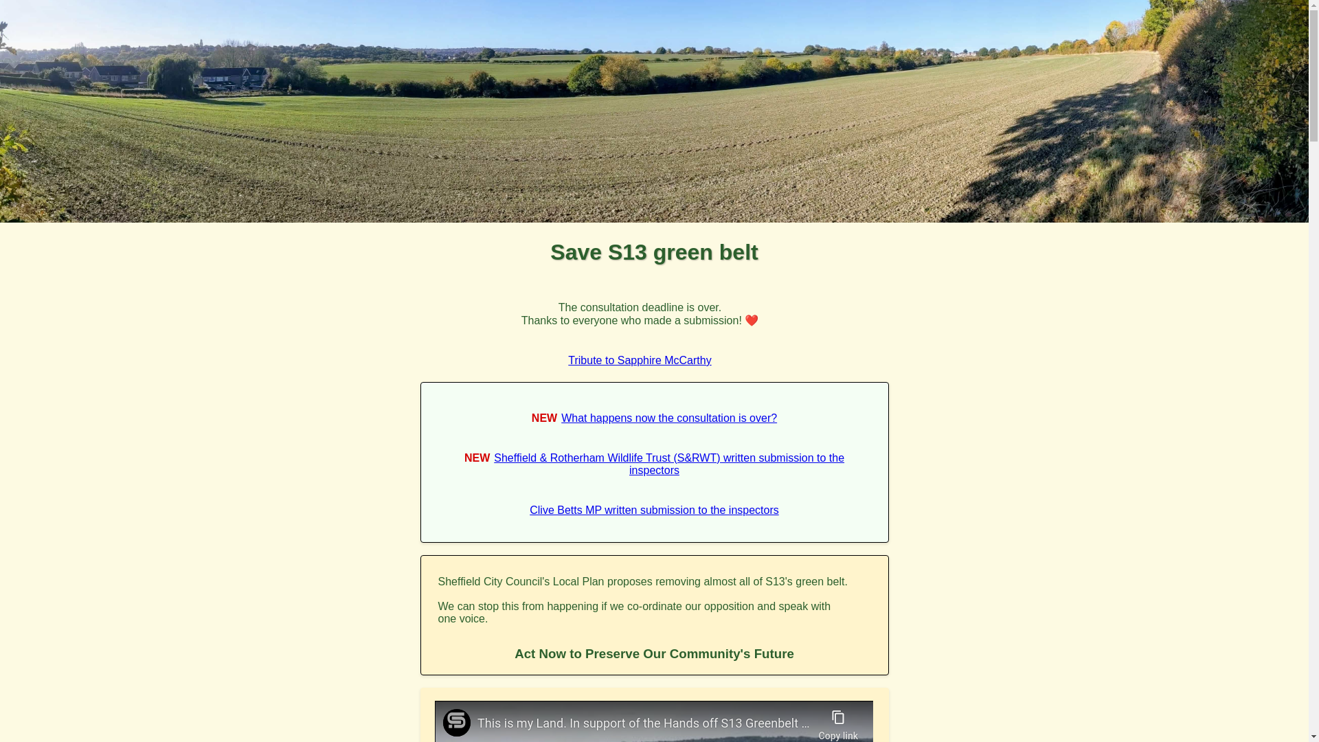 website screenshot of https://saves13greenbelt.org.uk/